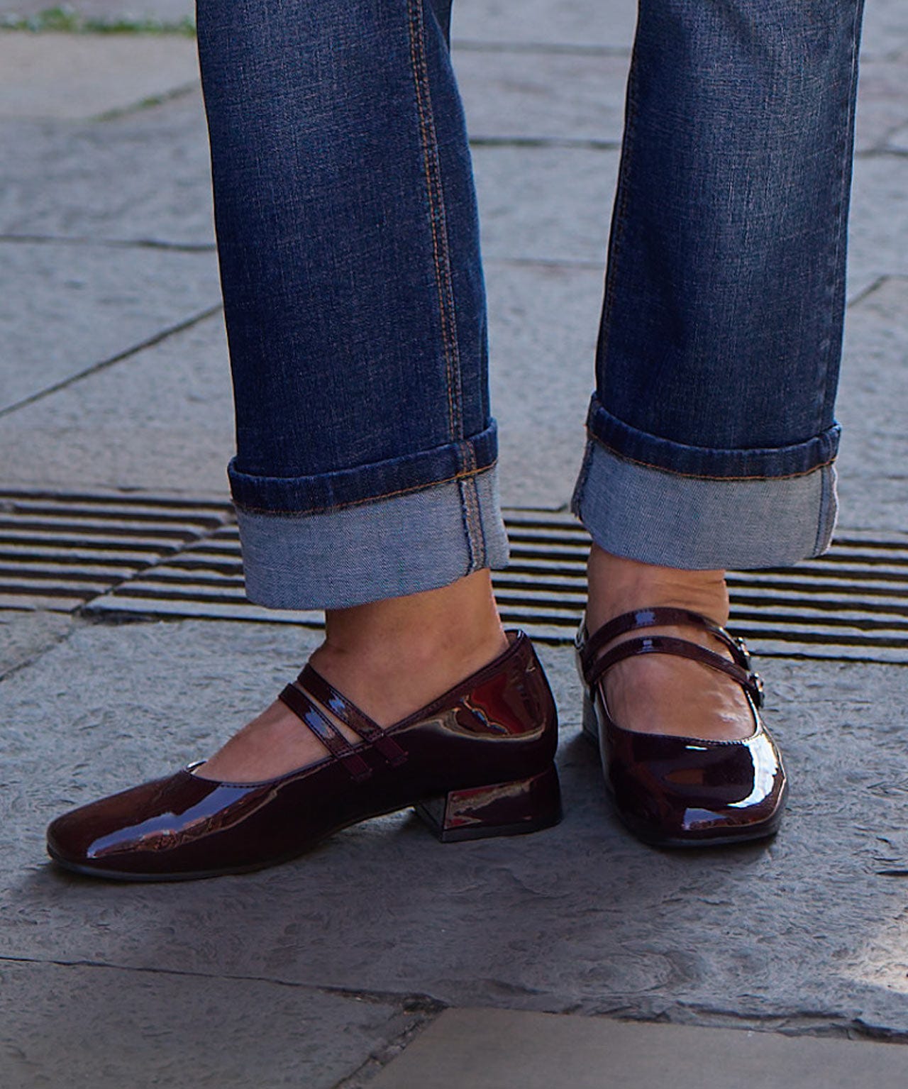 Damart Women's Wine Buckle Detail Mary Jane Shoe