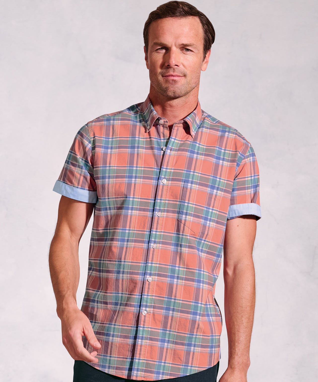 Brook Taverner - Cotton Slub Check Short Sleeve Shirt