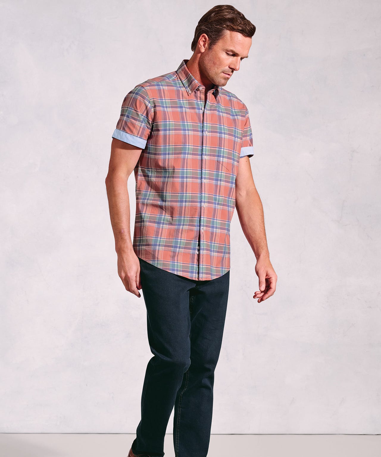 Brook Taverner - Cotton Slub Check Short Sleeve Shirt
