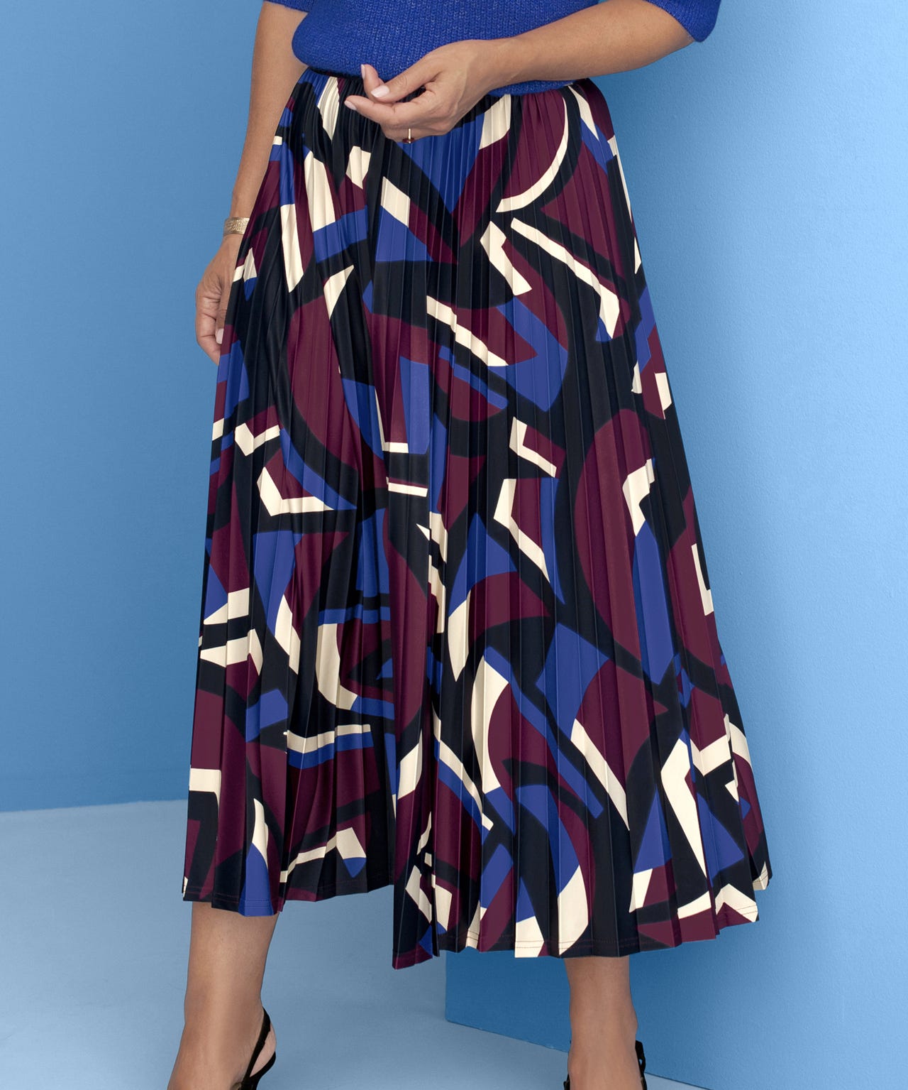 Printed Pleated Skirt