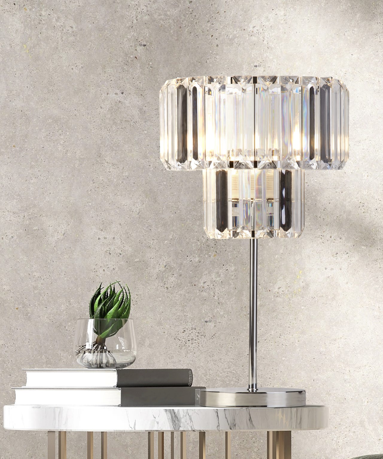 Chrome And Clear Acrylic Table Lamp