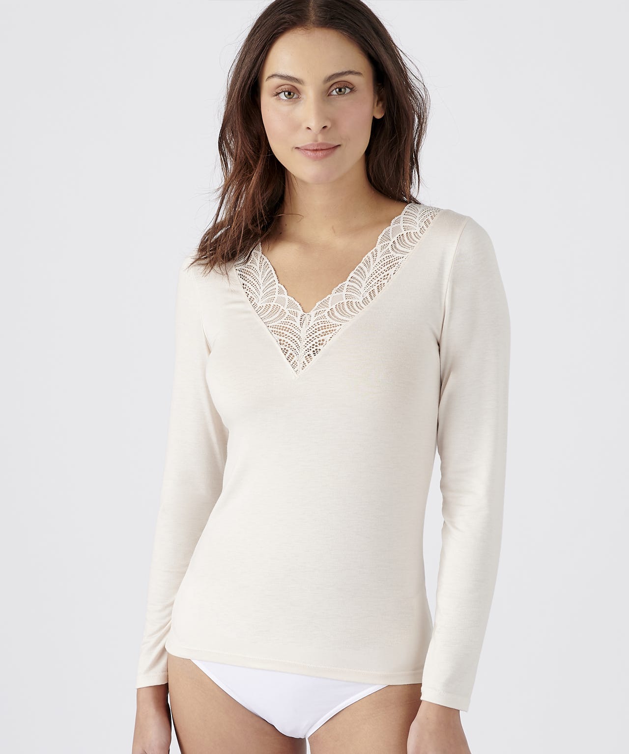 Damart Women's Sand Thermolactyl Long Sleeve T-Shirt