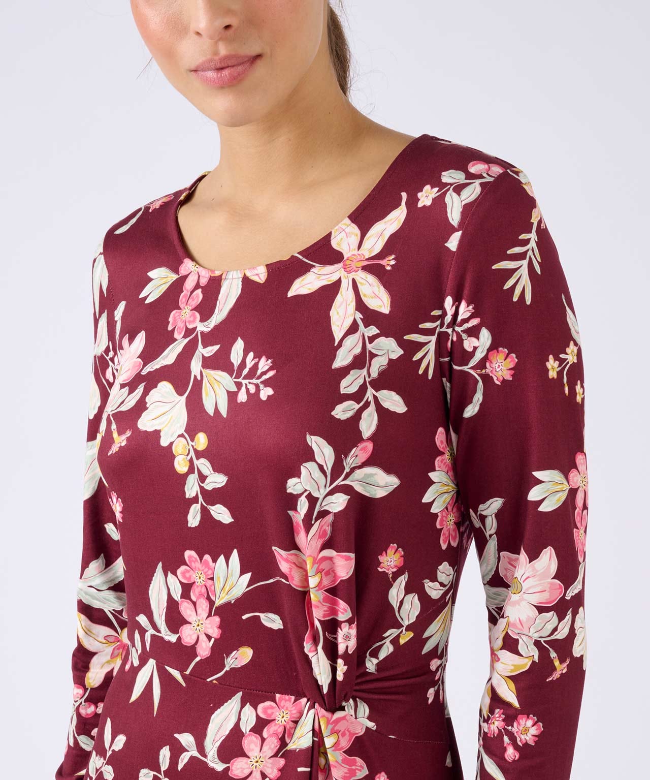 Warm Knit Twist Front Jersey Dress