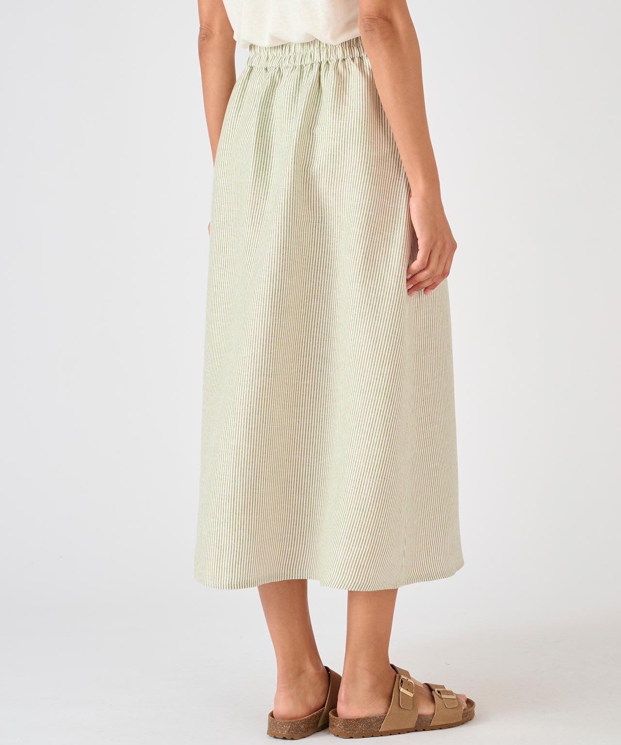 Linen Mix Button-through Skirt 