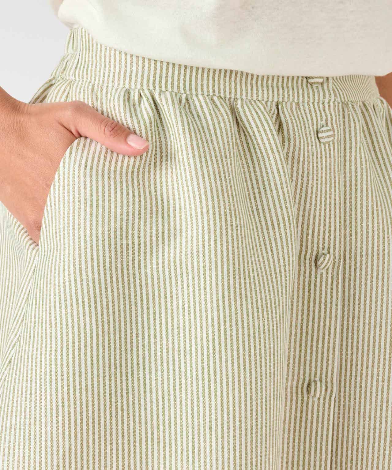 Linen Mix Button-through Skirt 