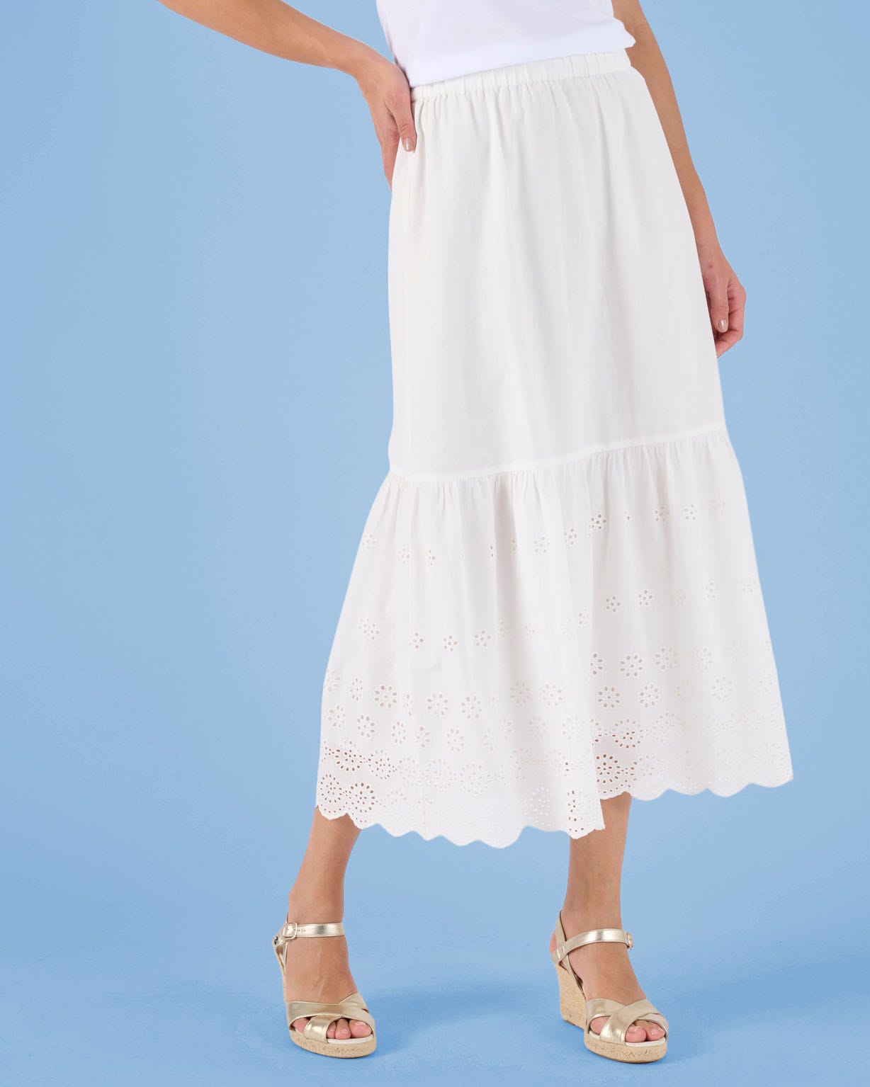 Broderie Anglaise Frill Trim Skirt 