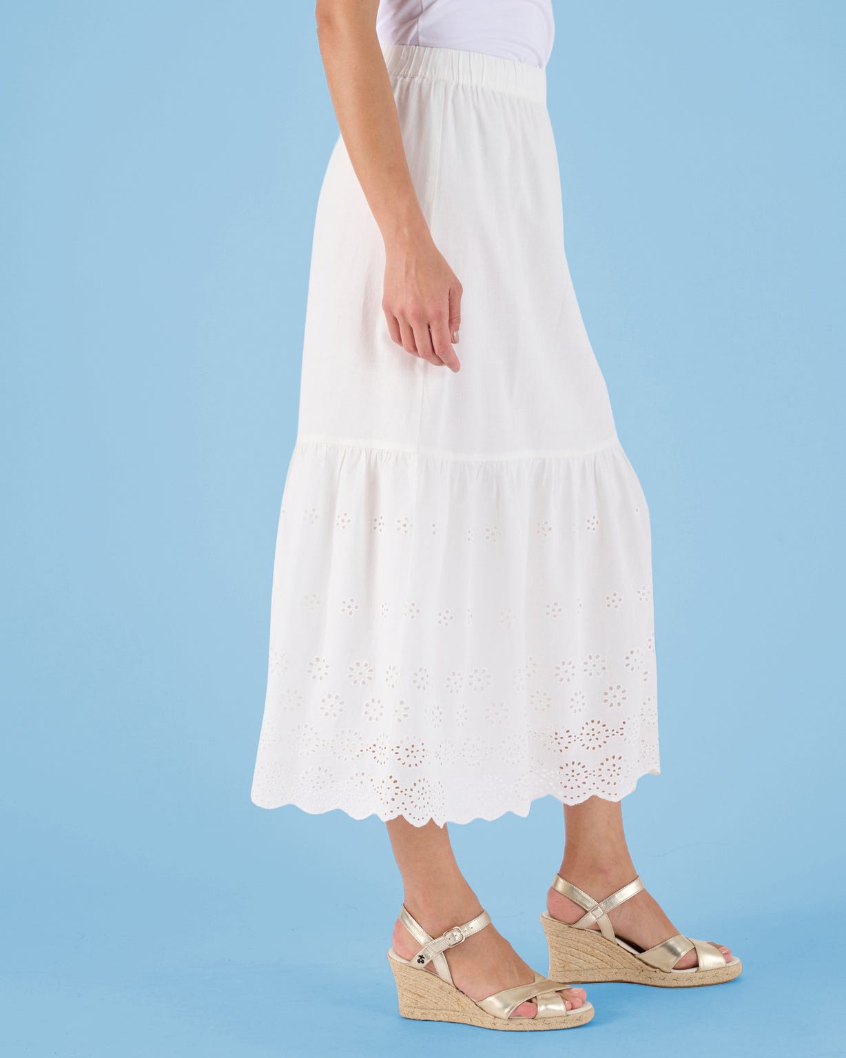 Broderie Anglaise Frill Trim Skirt 