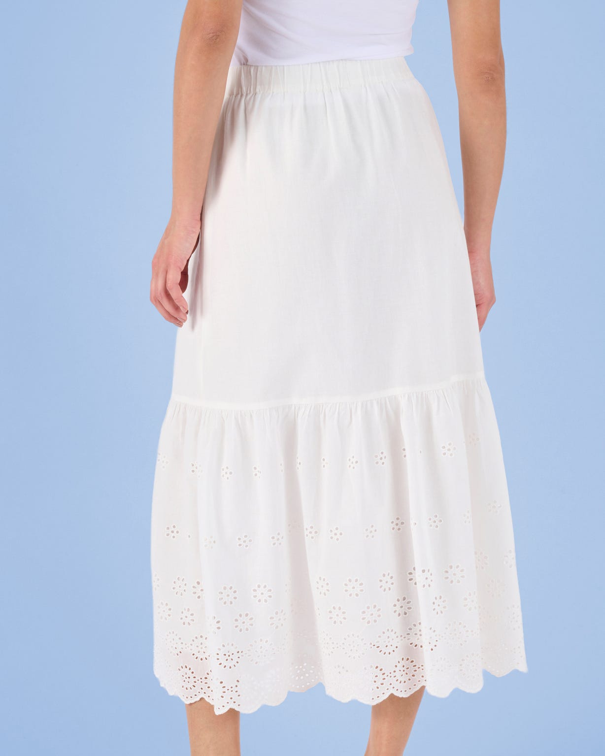 Broderie Anglaise Frill Trim Skirt 