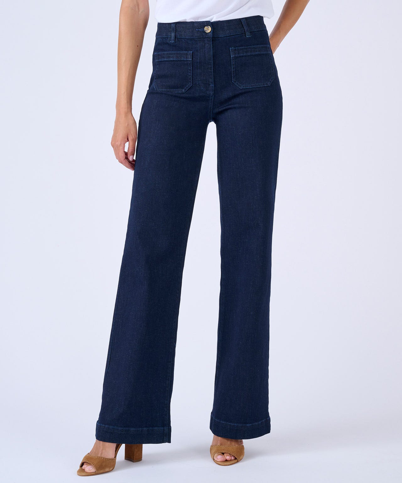 Wide Leg Denim Trousers
