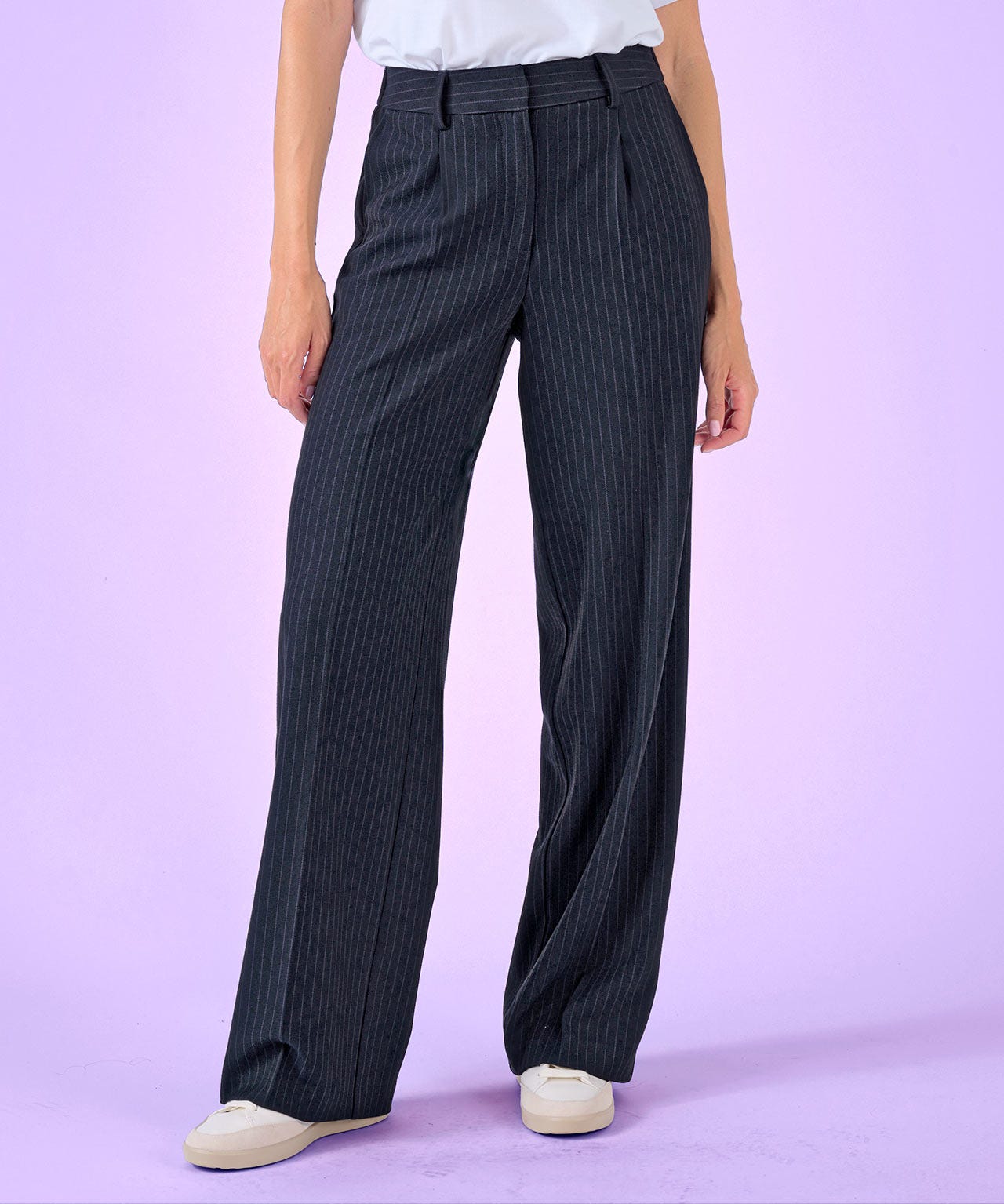 Wide-leg Pinstripe Trousers 