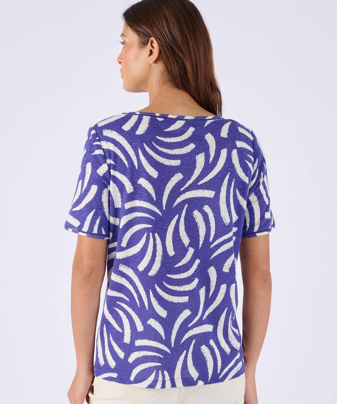 Linen Blend Print Top 