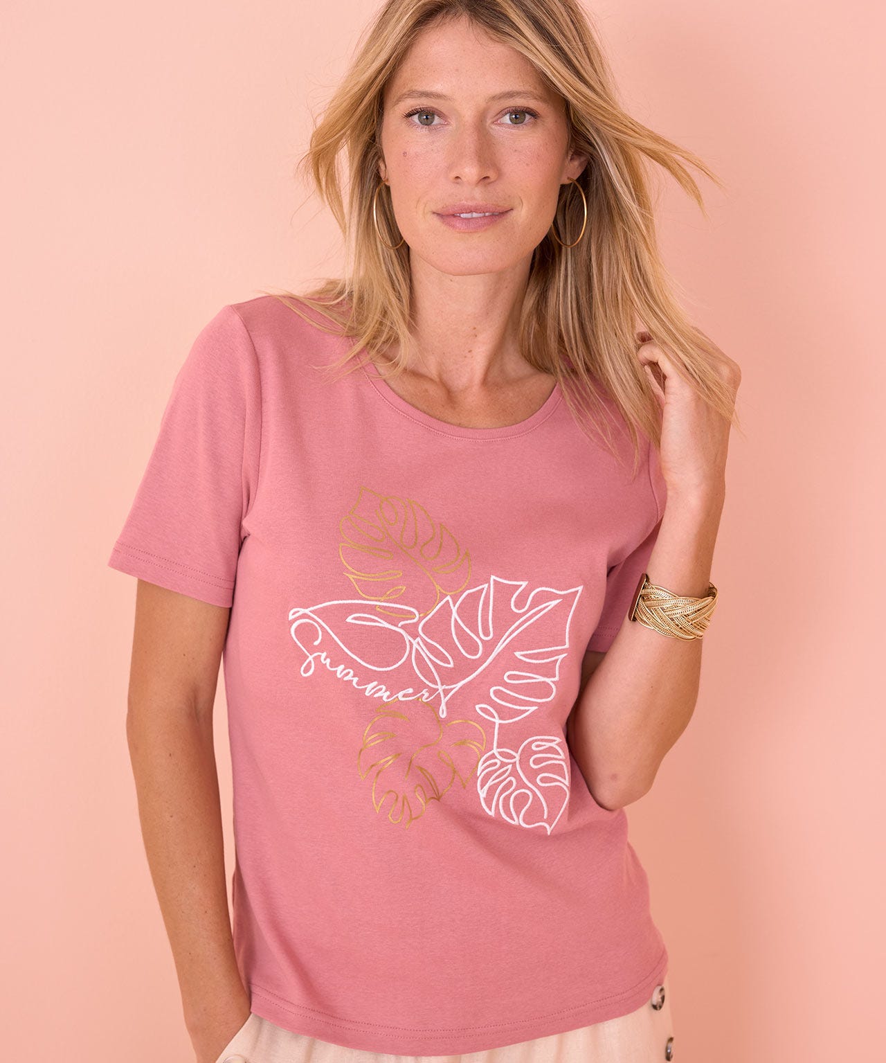 Embroidered Print T-shirt 
