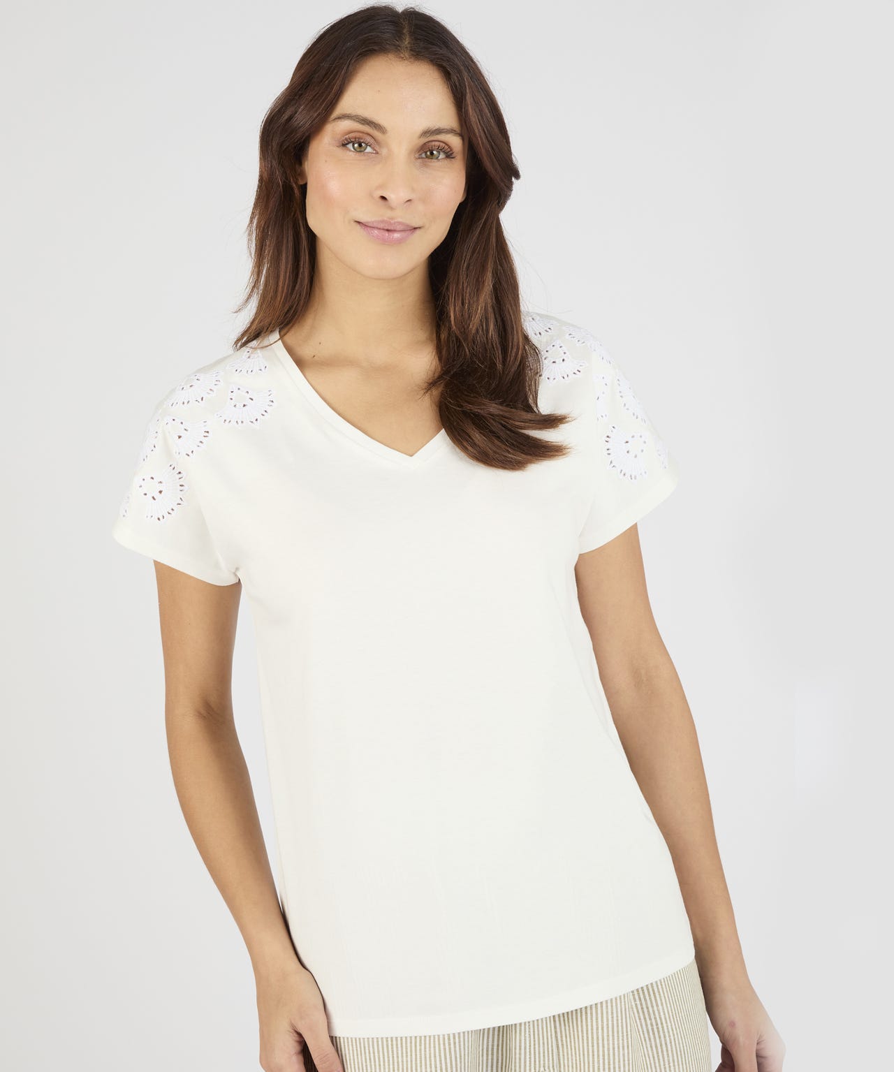 Broderie Anglaise Detail T-shirt 