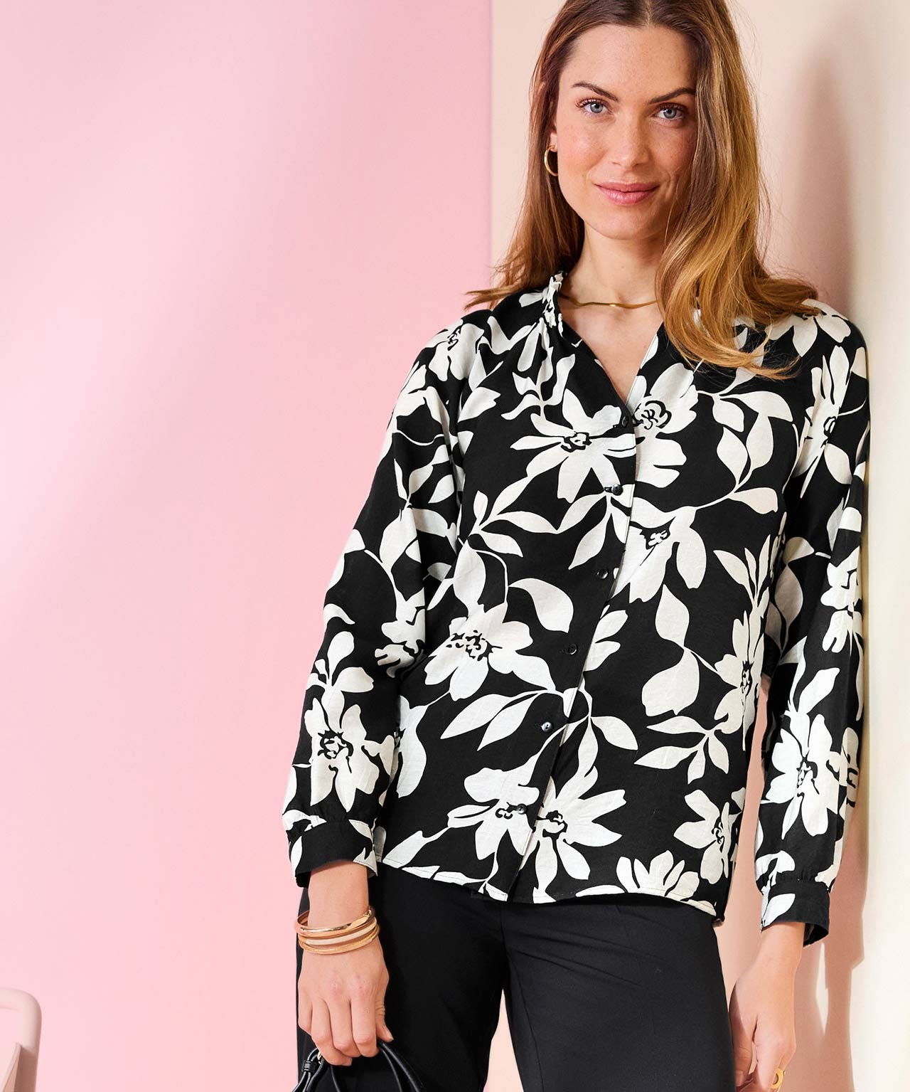 Printed Crinkle Blouse 