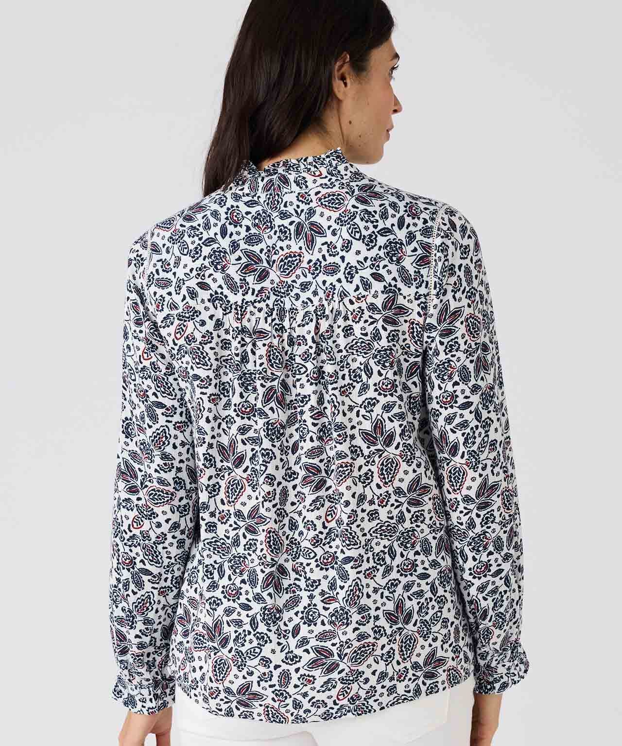 Printed Ruffle Trim Blouse 