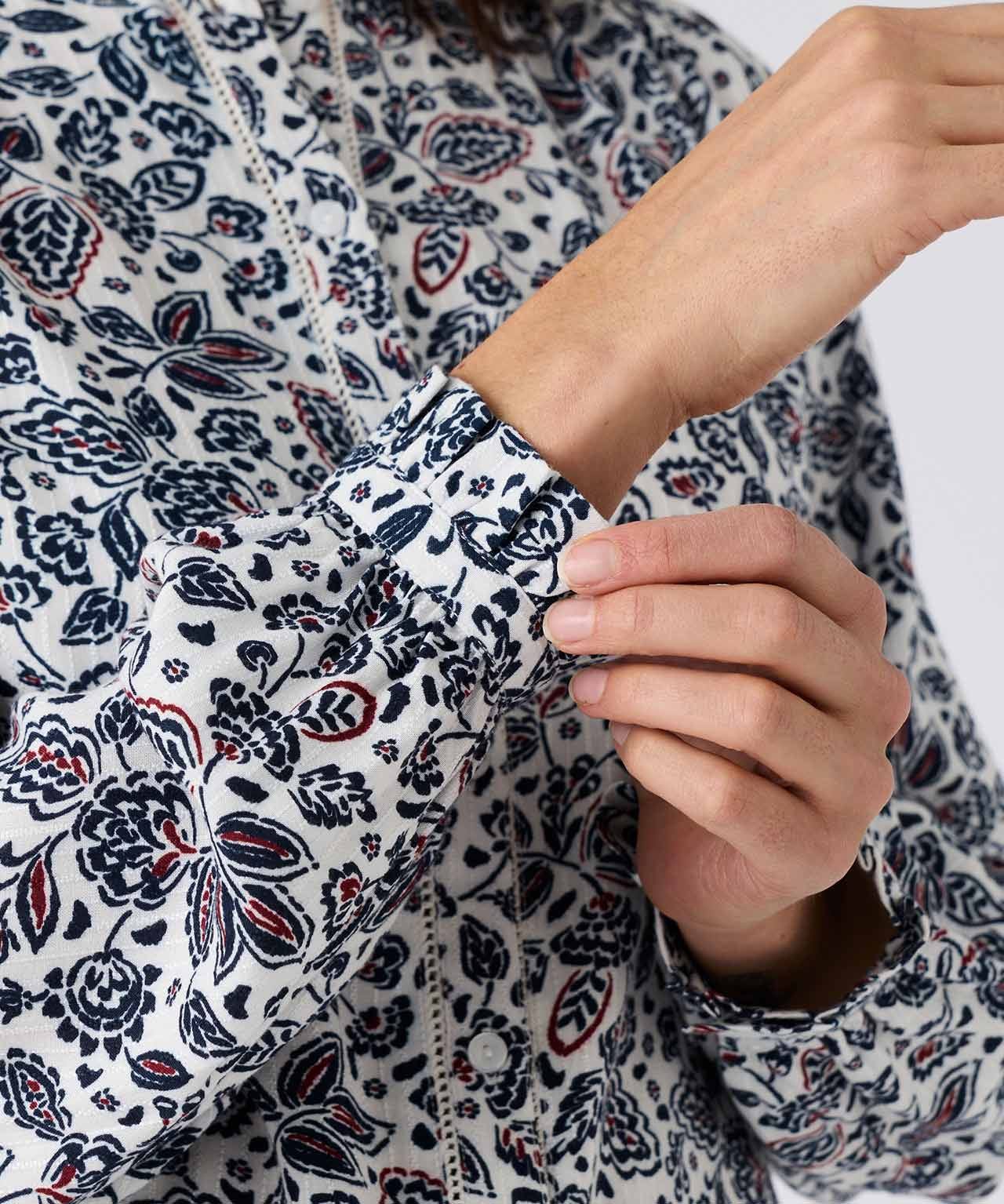 Printed Ruffle Trim Blouse 