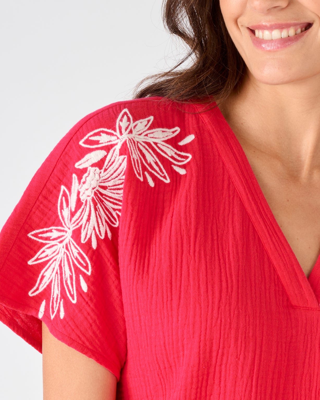 Embroidered Crinkle Blouse 