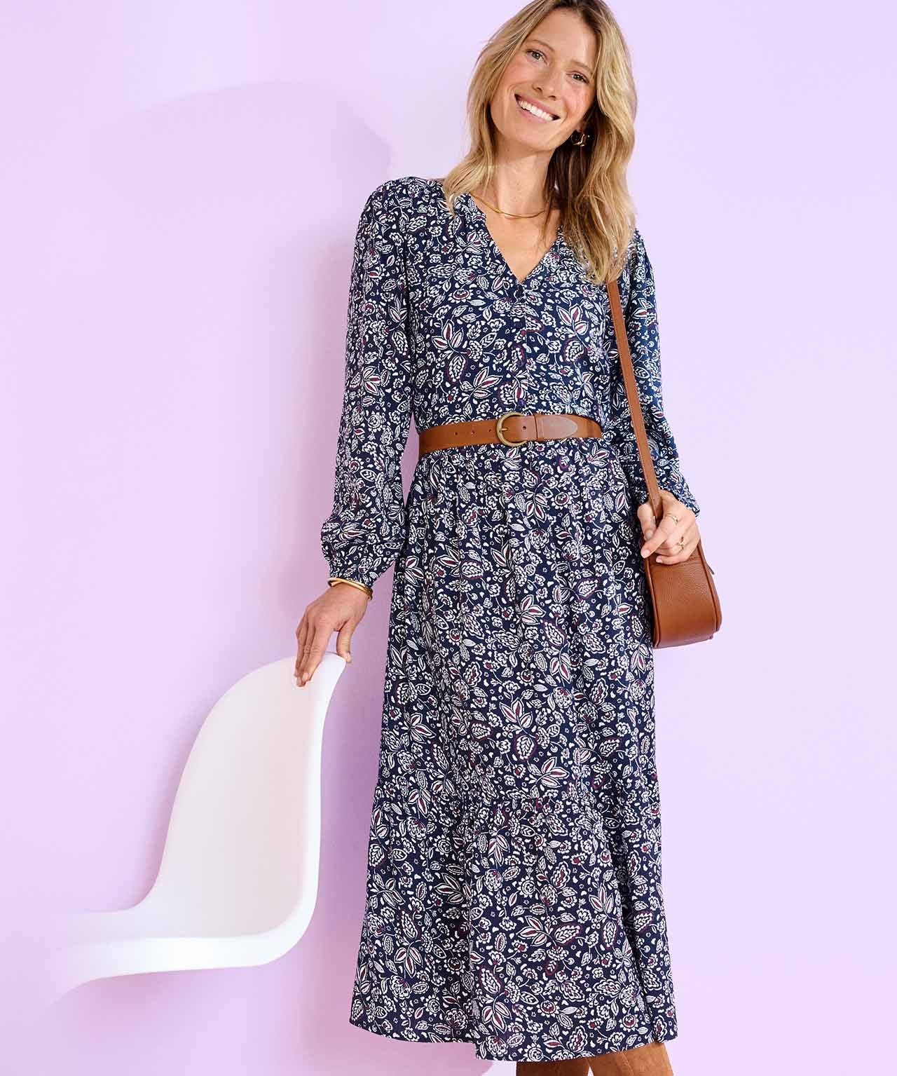 Tiered Printed Dress