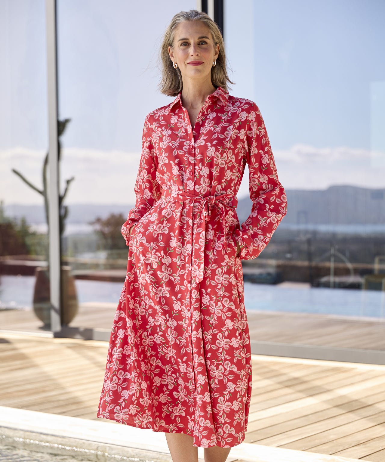 Button-through Printed Dress 