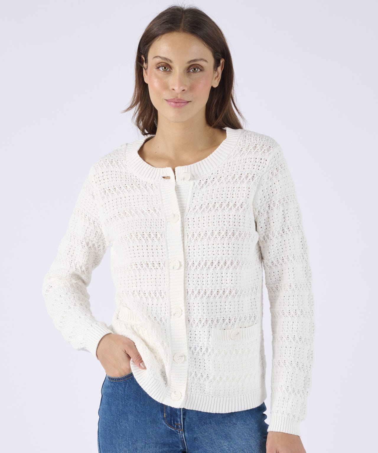 Pointelle Cotton Rich Cardigan 