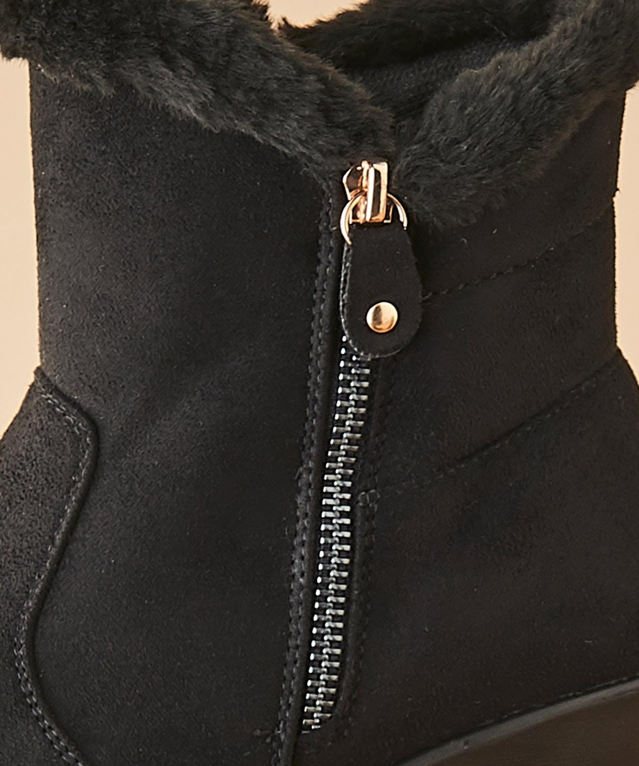 Cushion-walk Faux Fur Trim Ankle Boots 