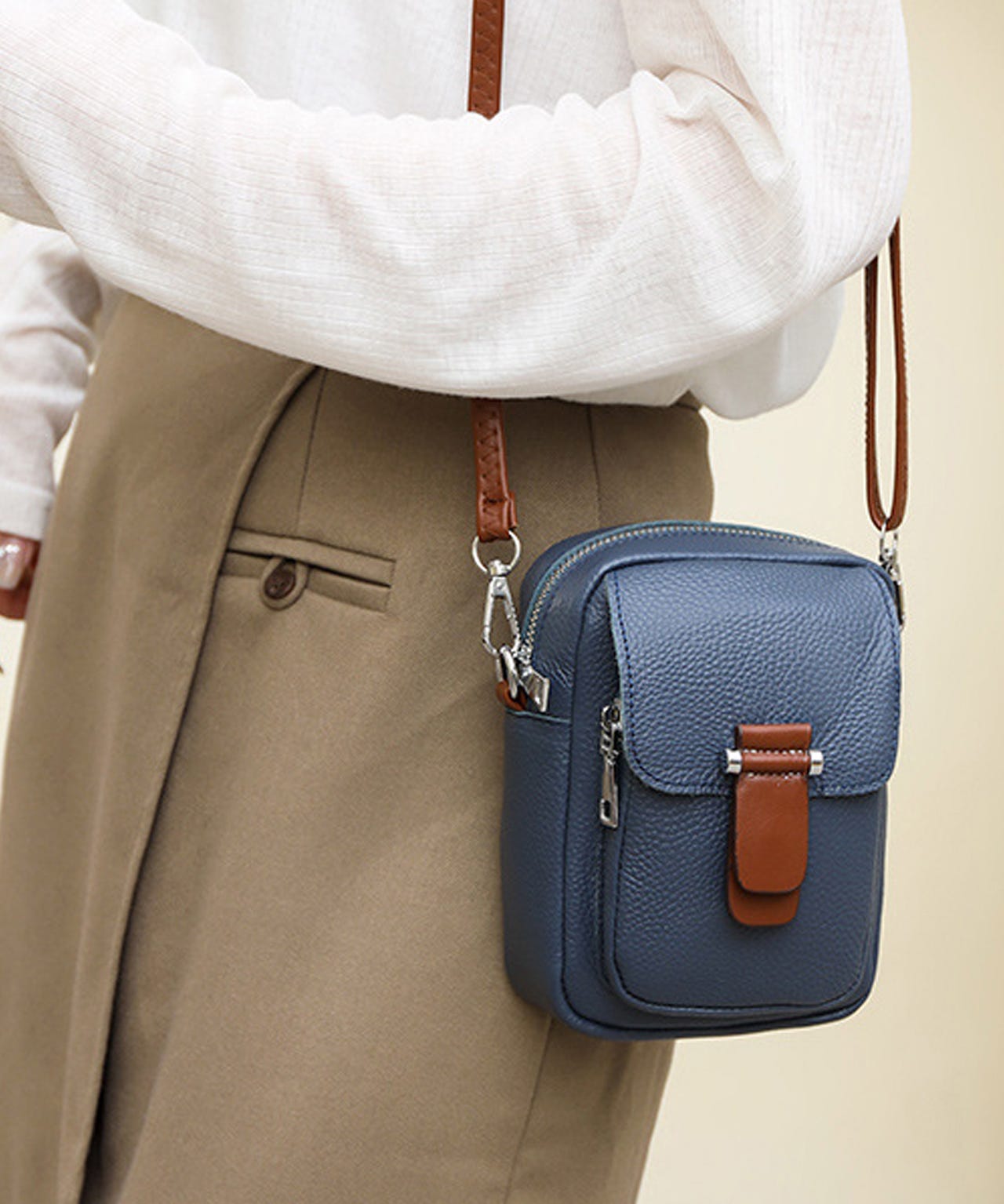 Envy Leather Twin Zip Crossbody Bag