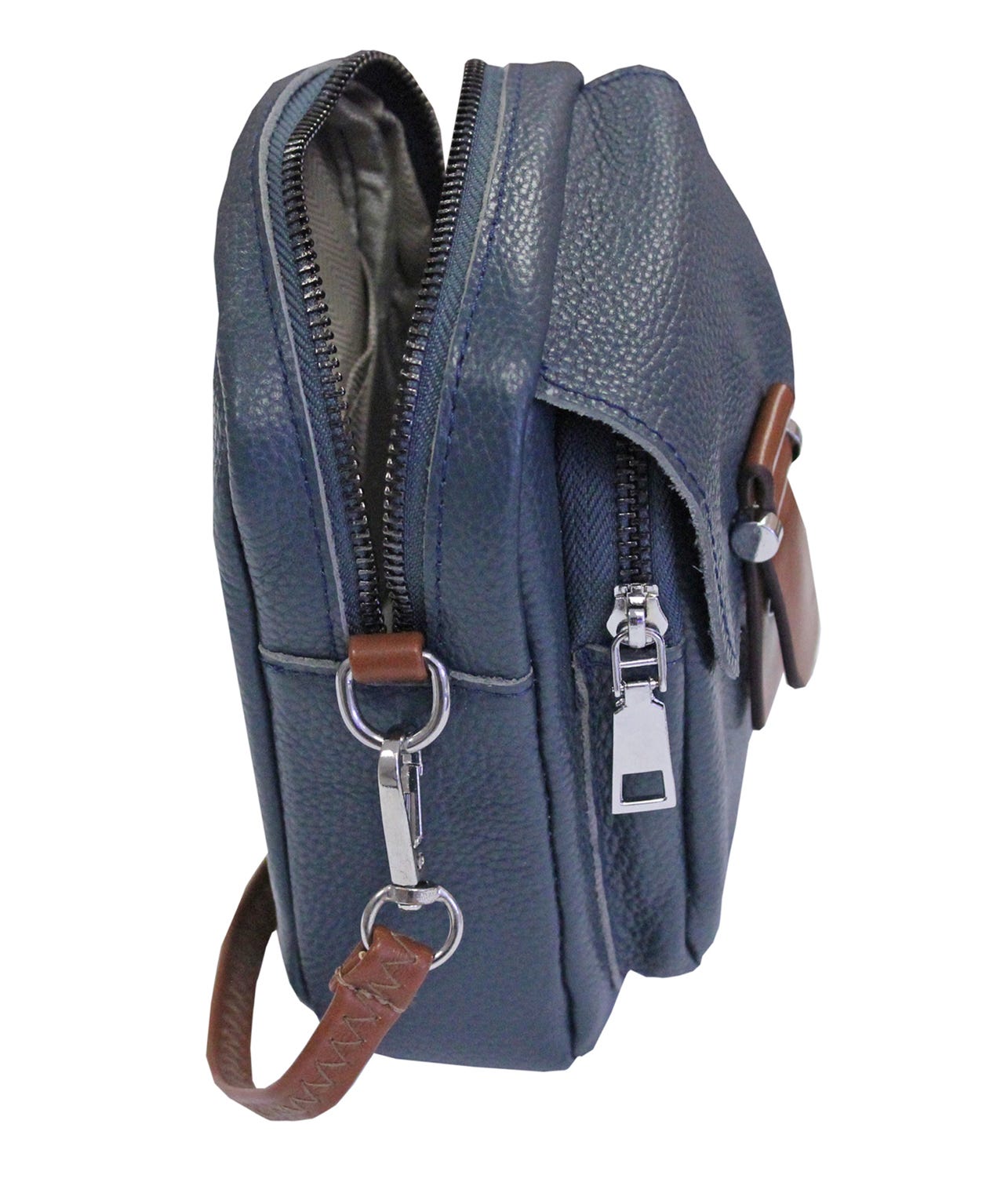 Envy Leather Twin Zip Crossbody Bag