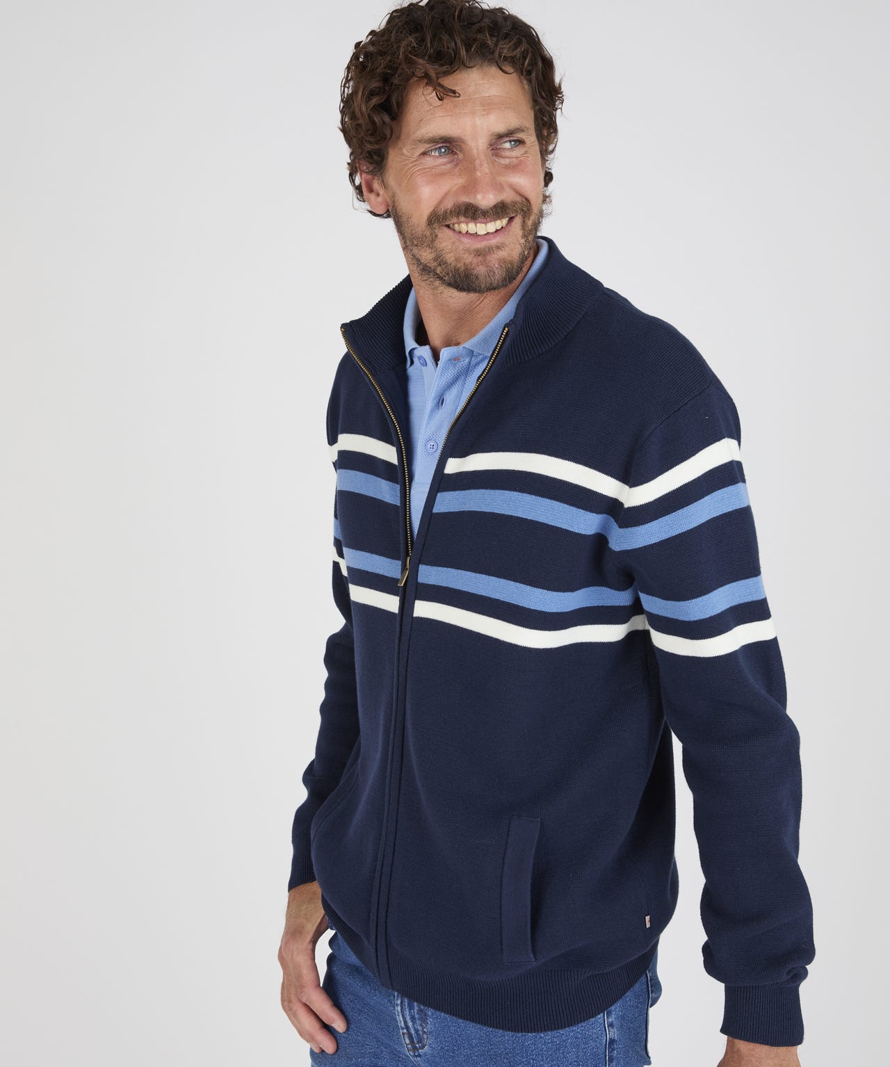 Stripe Zip Front Cardigan 