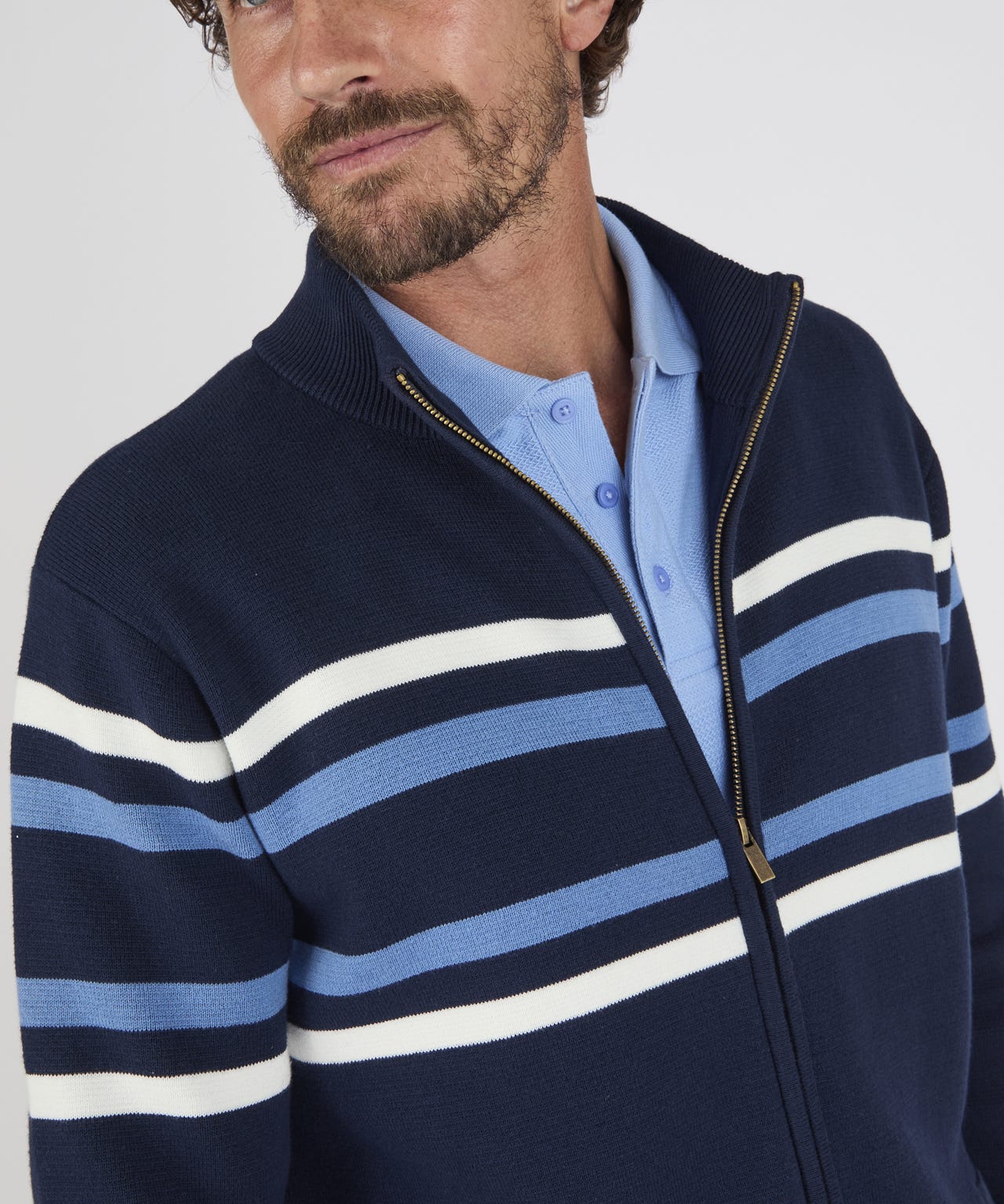 Stripe Zip Front Cardigan 
