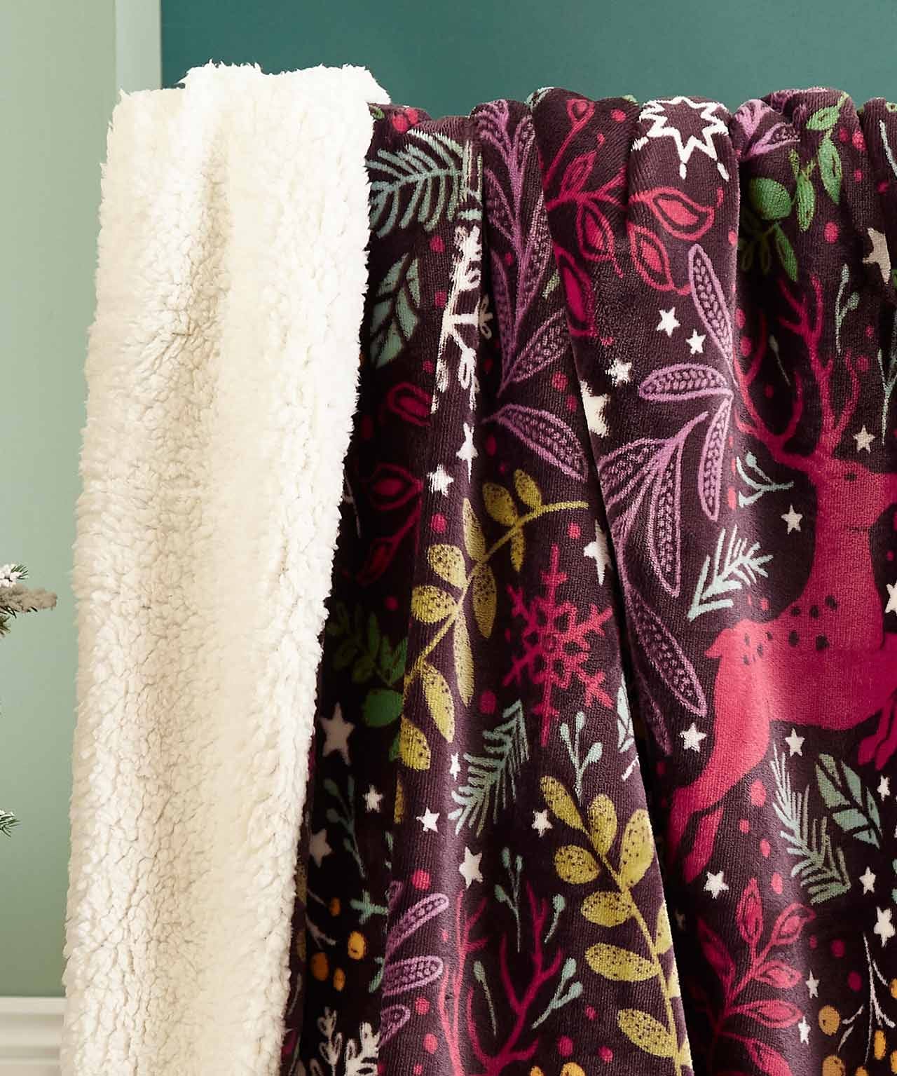 Winter Stags Sherpa Throw 