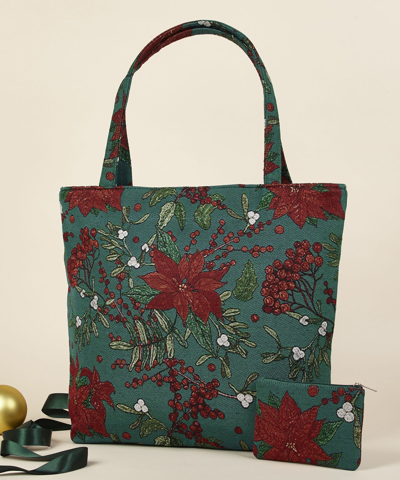 Poinsettia Tapestry Bag Set
