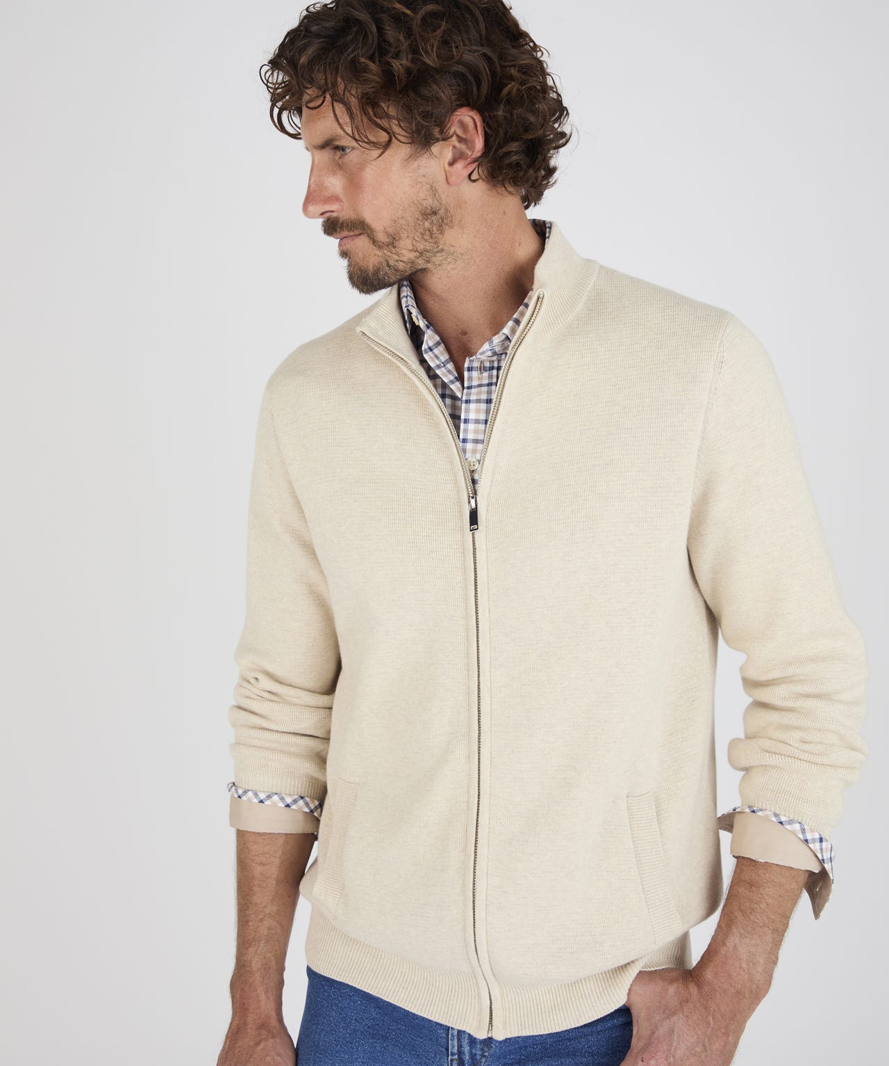 Cotton Zip Front Cardigan 