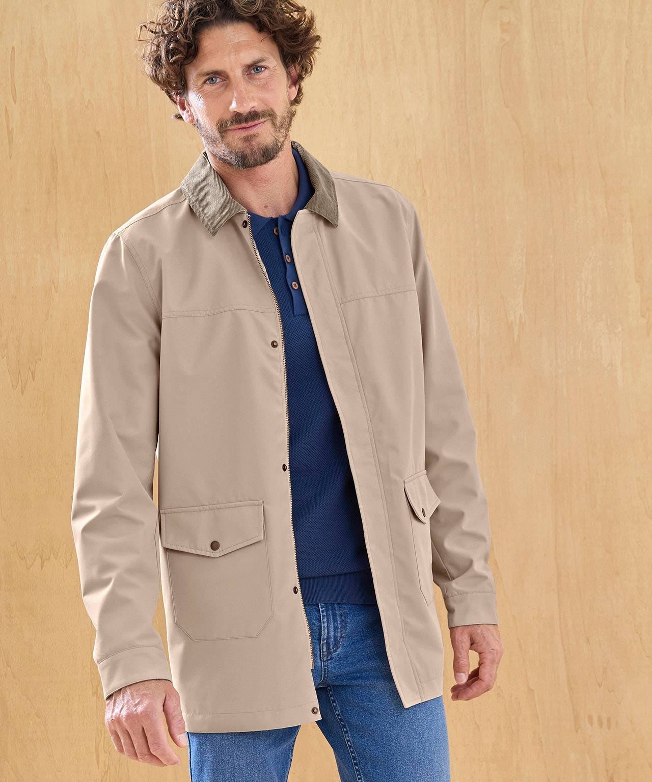Water-repellent Cord Collar Jacket 