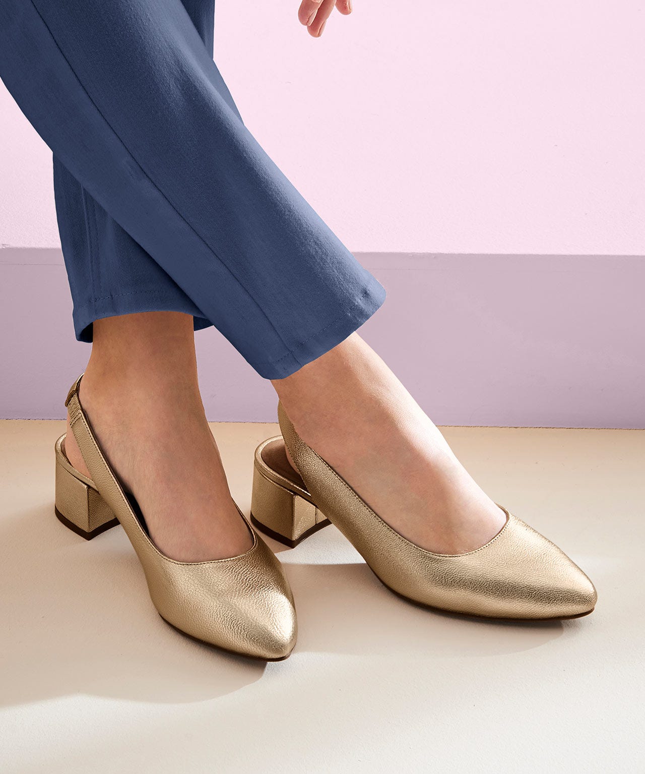 Metallic Slingback Court Shoe 