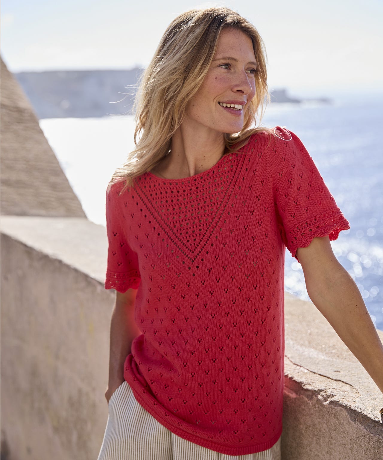 Pointelle Crochet Trim Jumper 