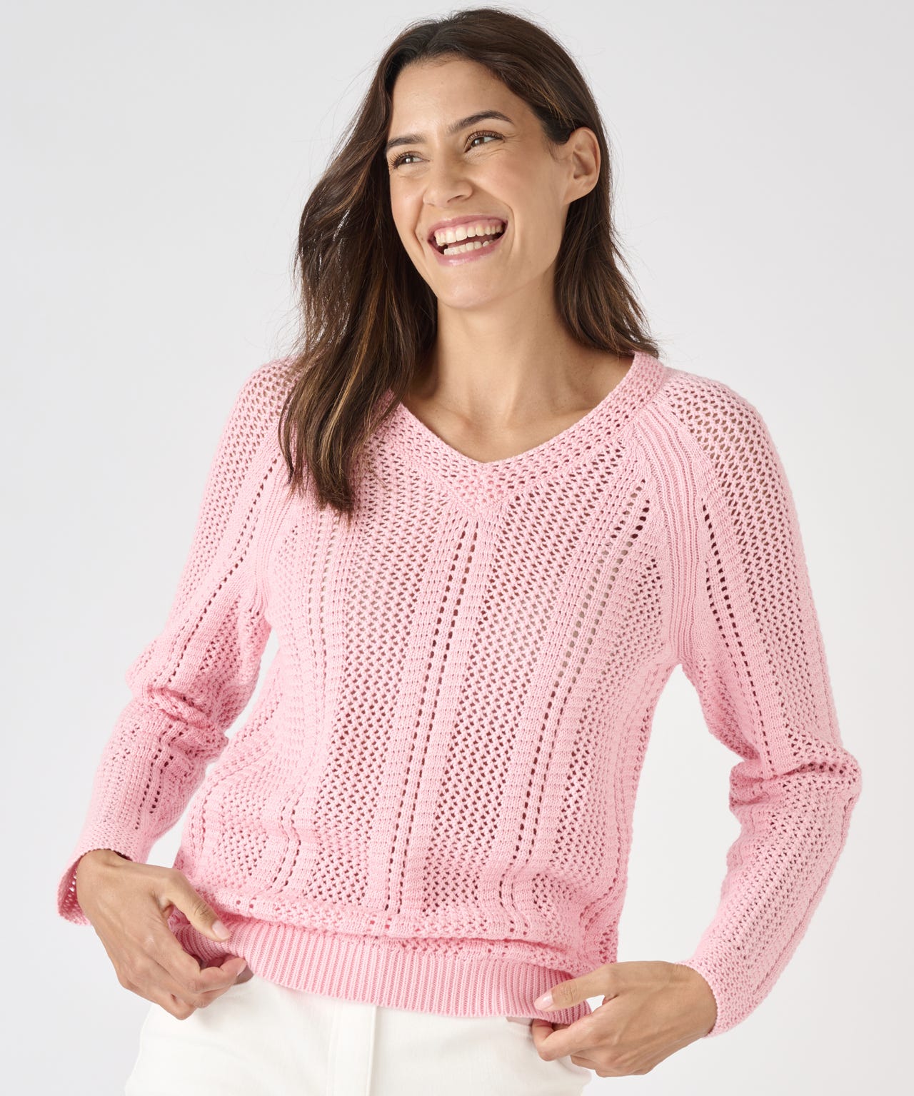 Pointelle V-Neck Jumper 