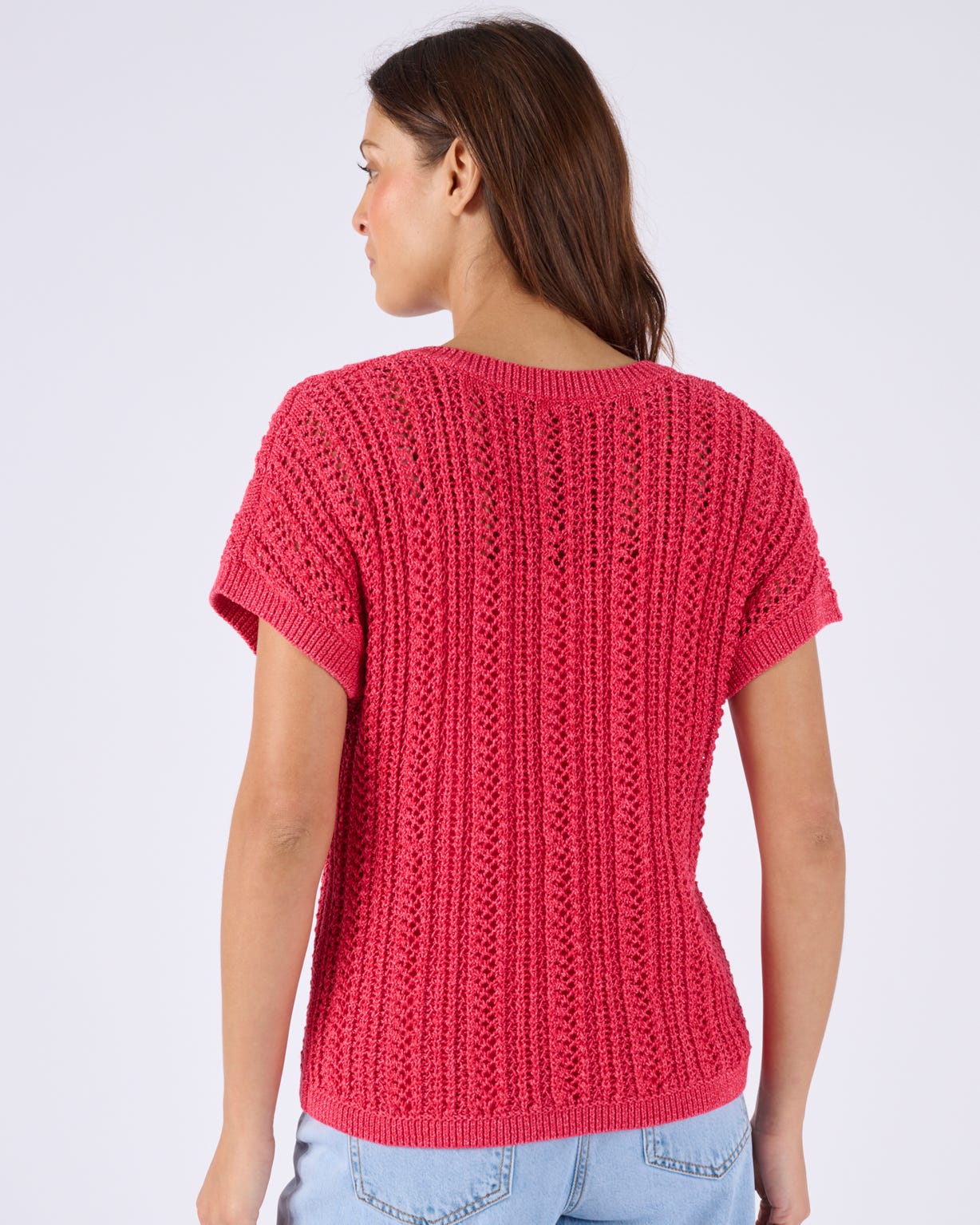 Pointelle V-Neck Jumper 