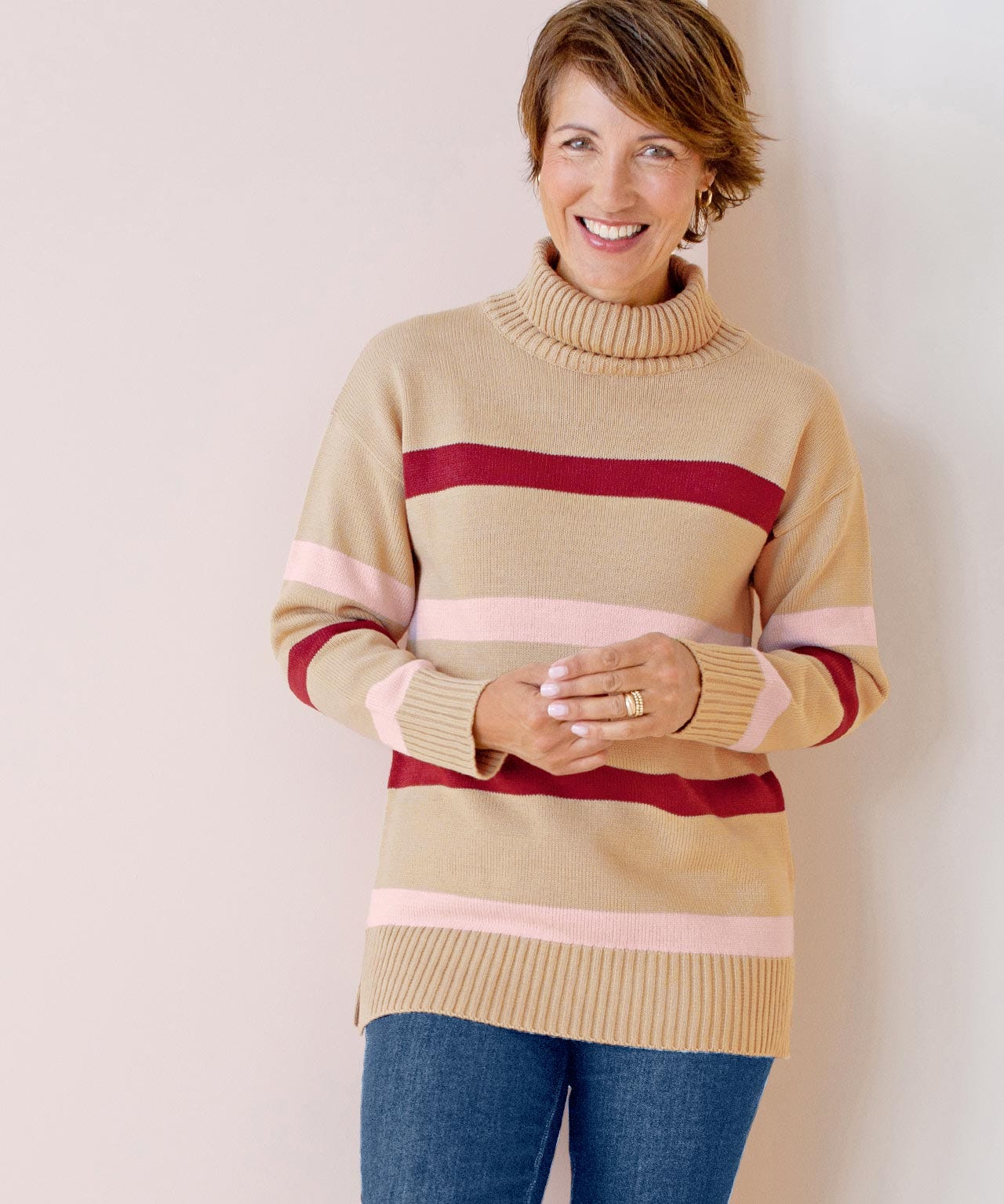 Stripe Roll Neck Jumper