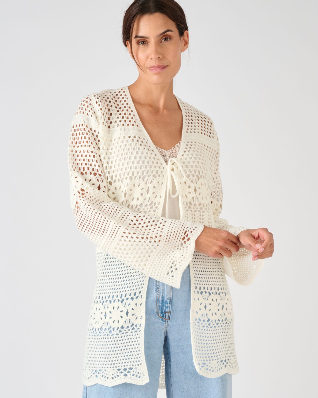Crochet Tie Detail Cardigan 