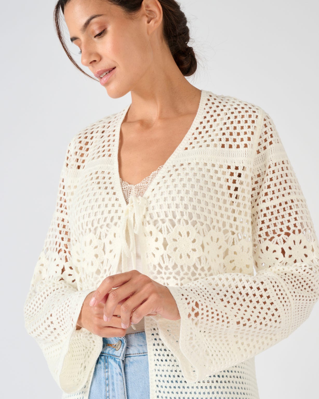 Crochet Tie Detail Cardigan 