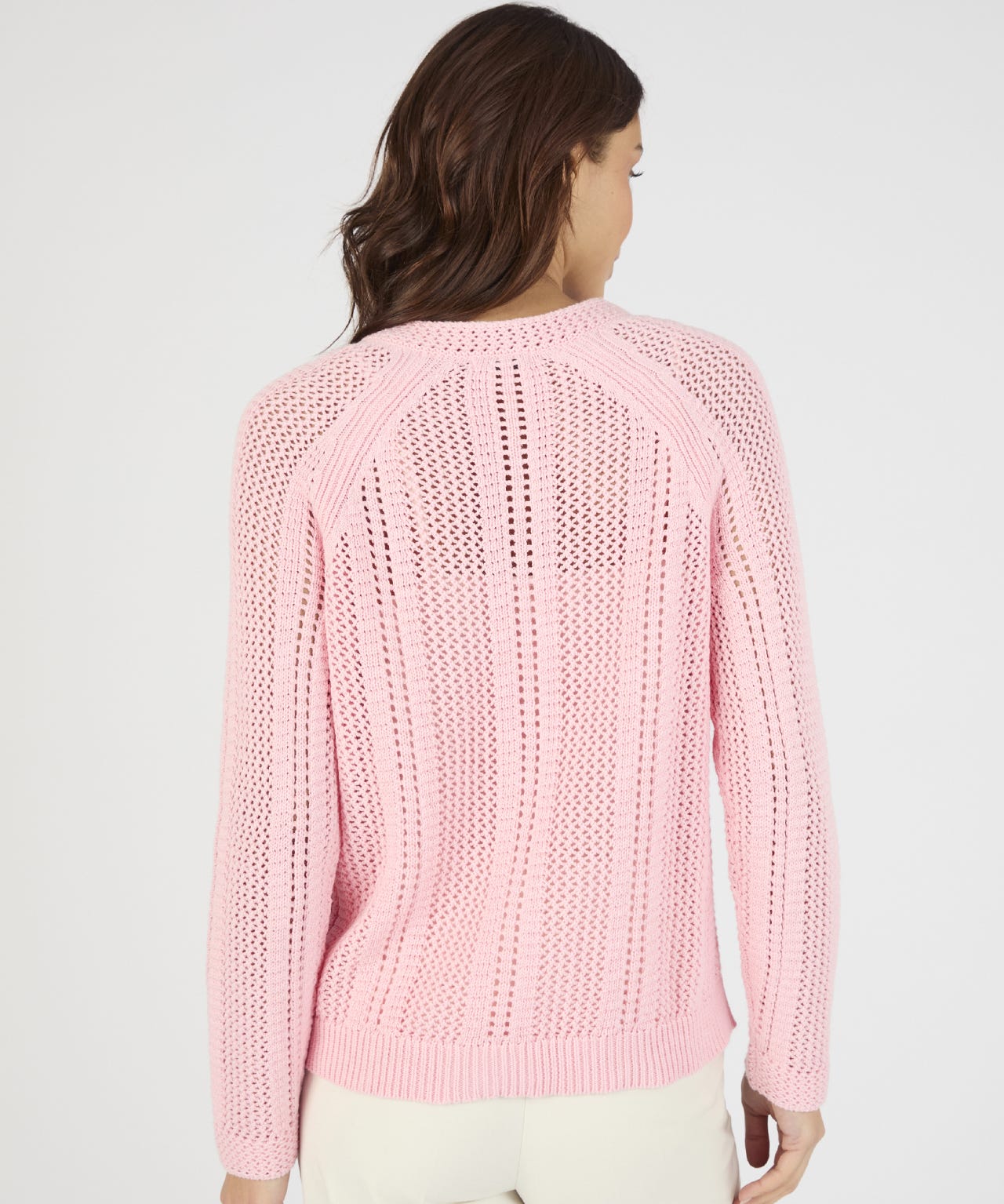 Pointelle Round Neck Cardigan 