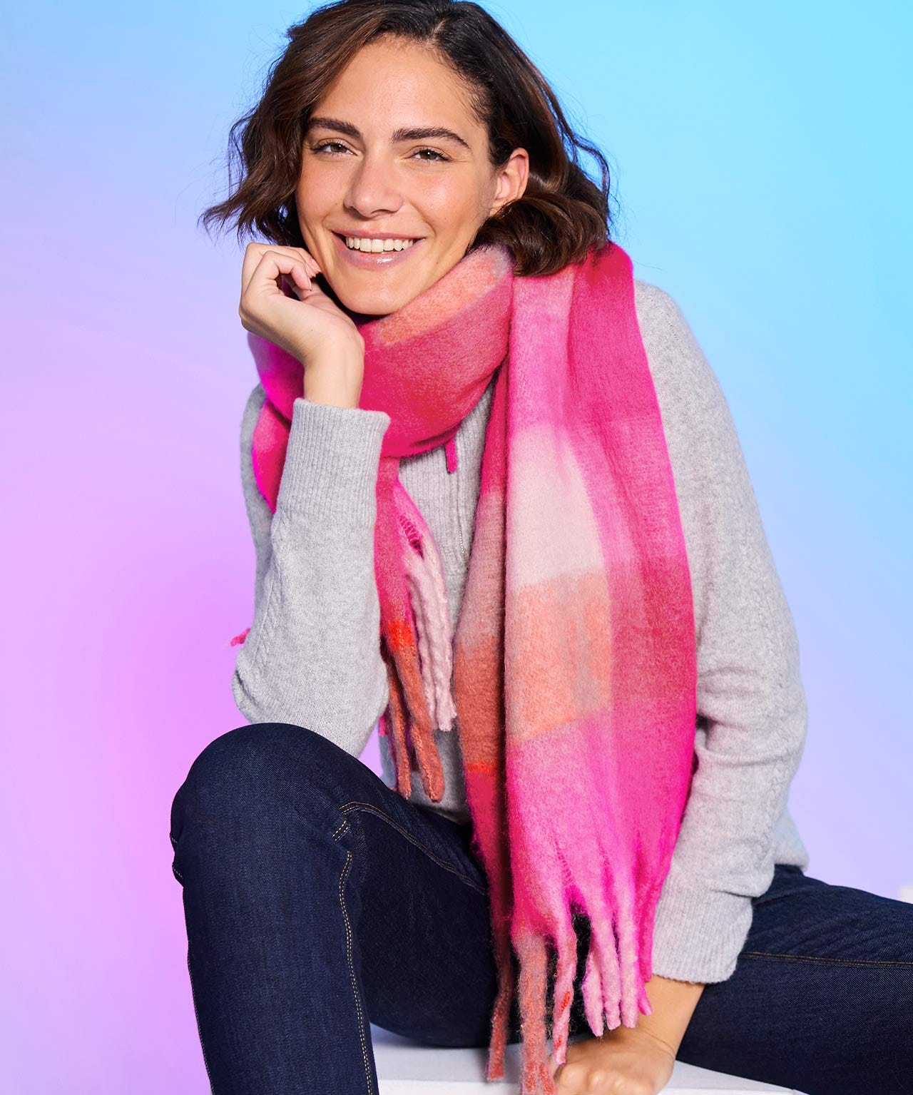Soft Check Scarf 