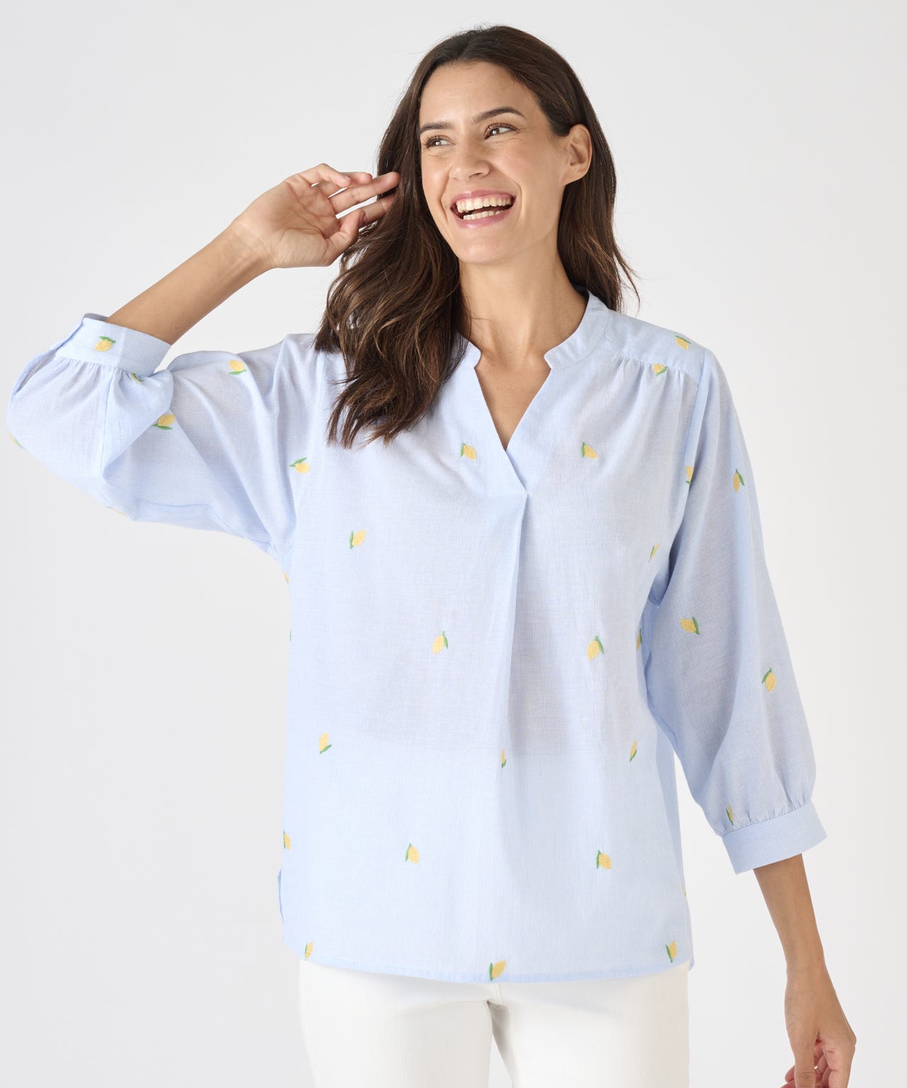 Embroidered Stripe Blouse 