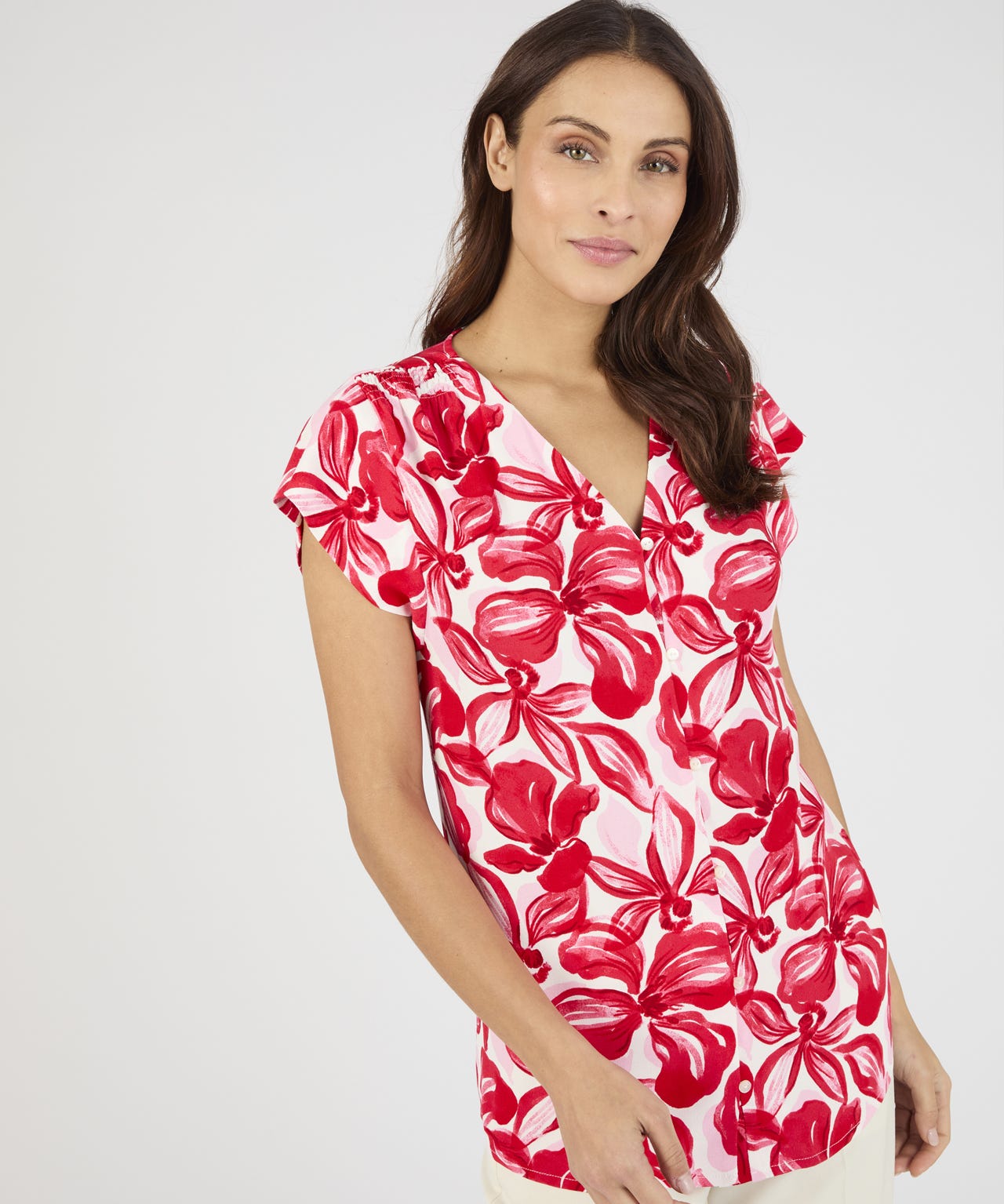 Printed Short Sleeve Blouse 
