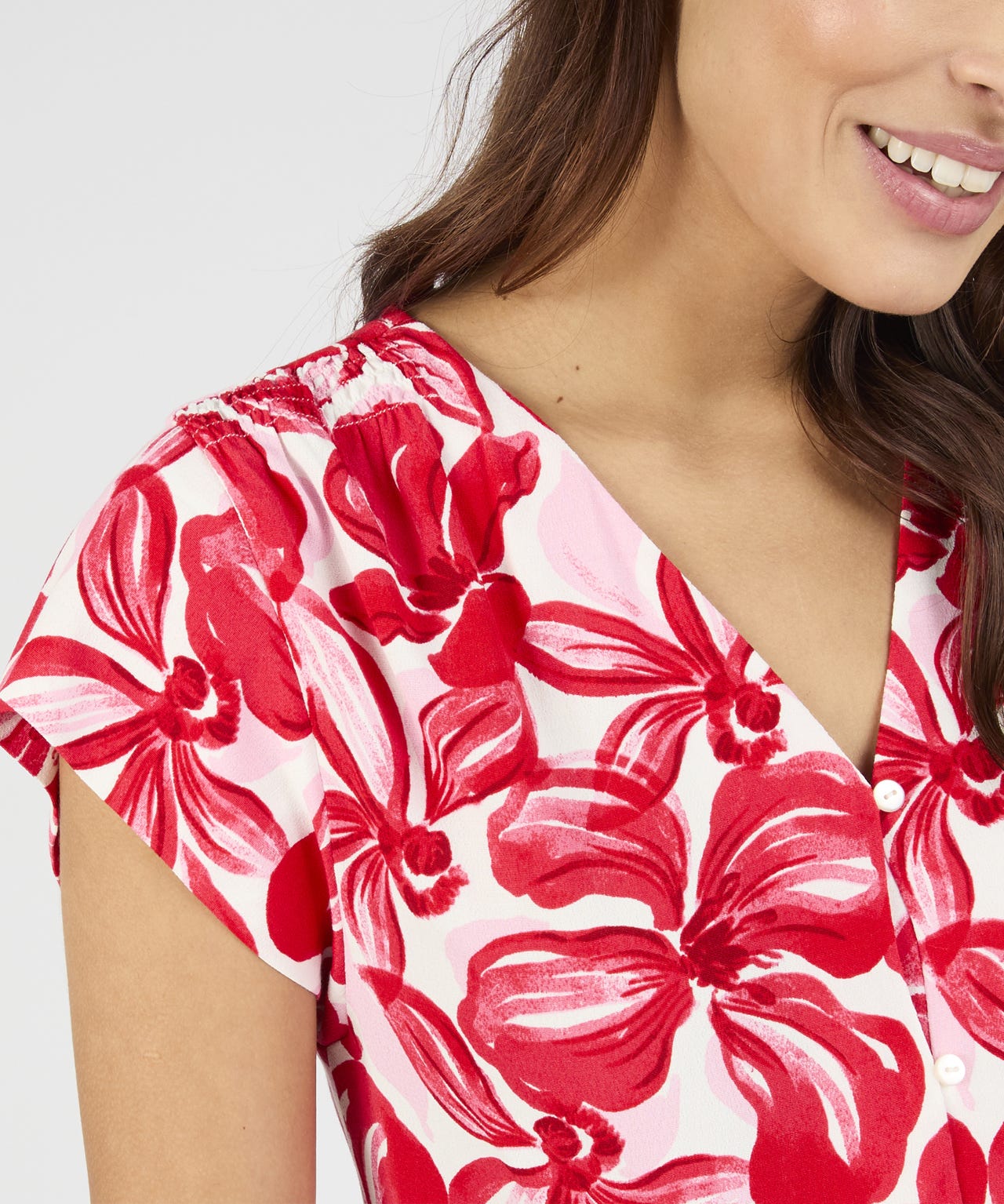 Printed Short Sleeve Blouse 