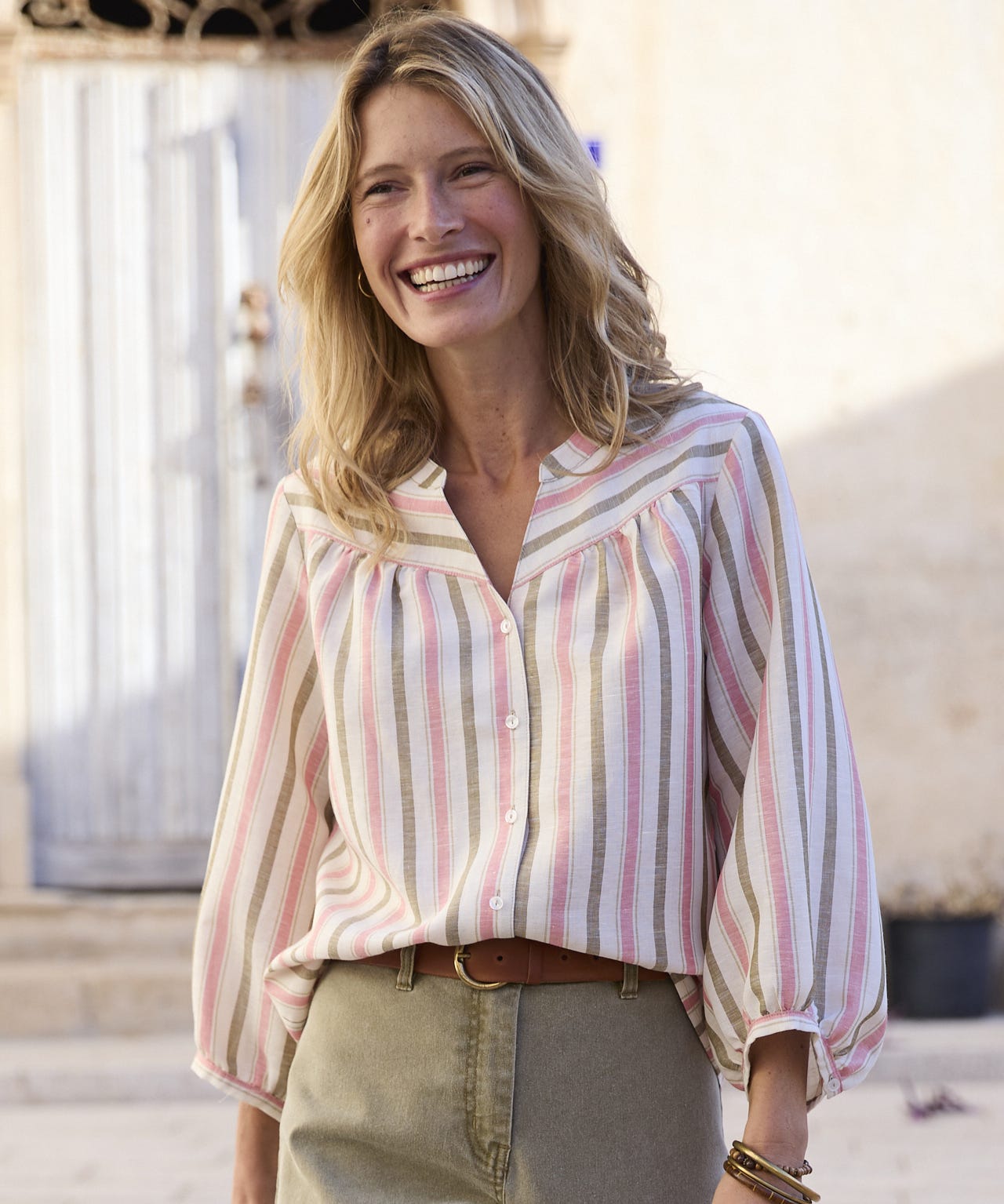 Stripe Linen Rich Blouse 