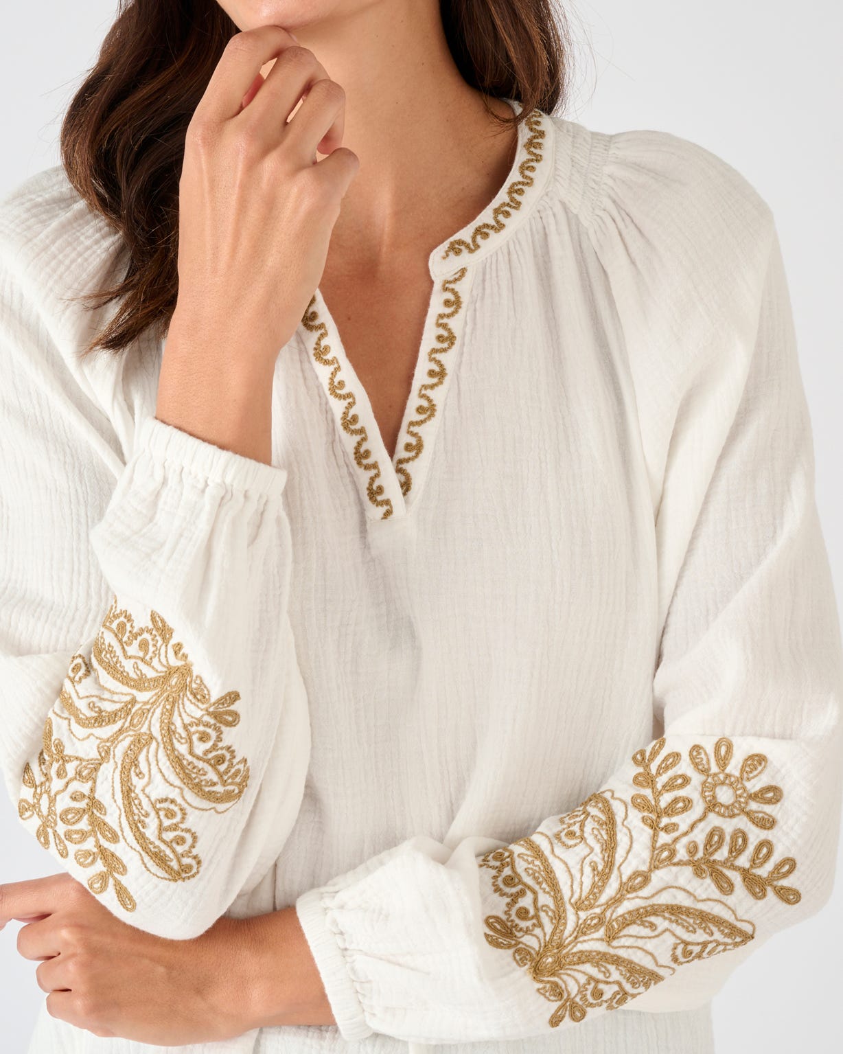 Embroidered Crinkle Blouse 