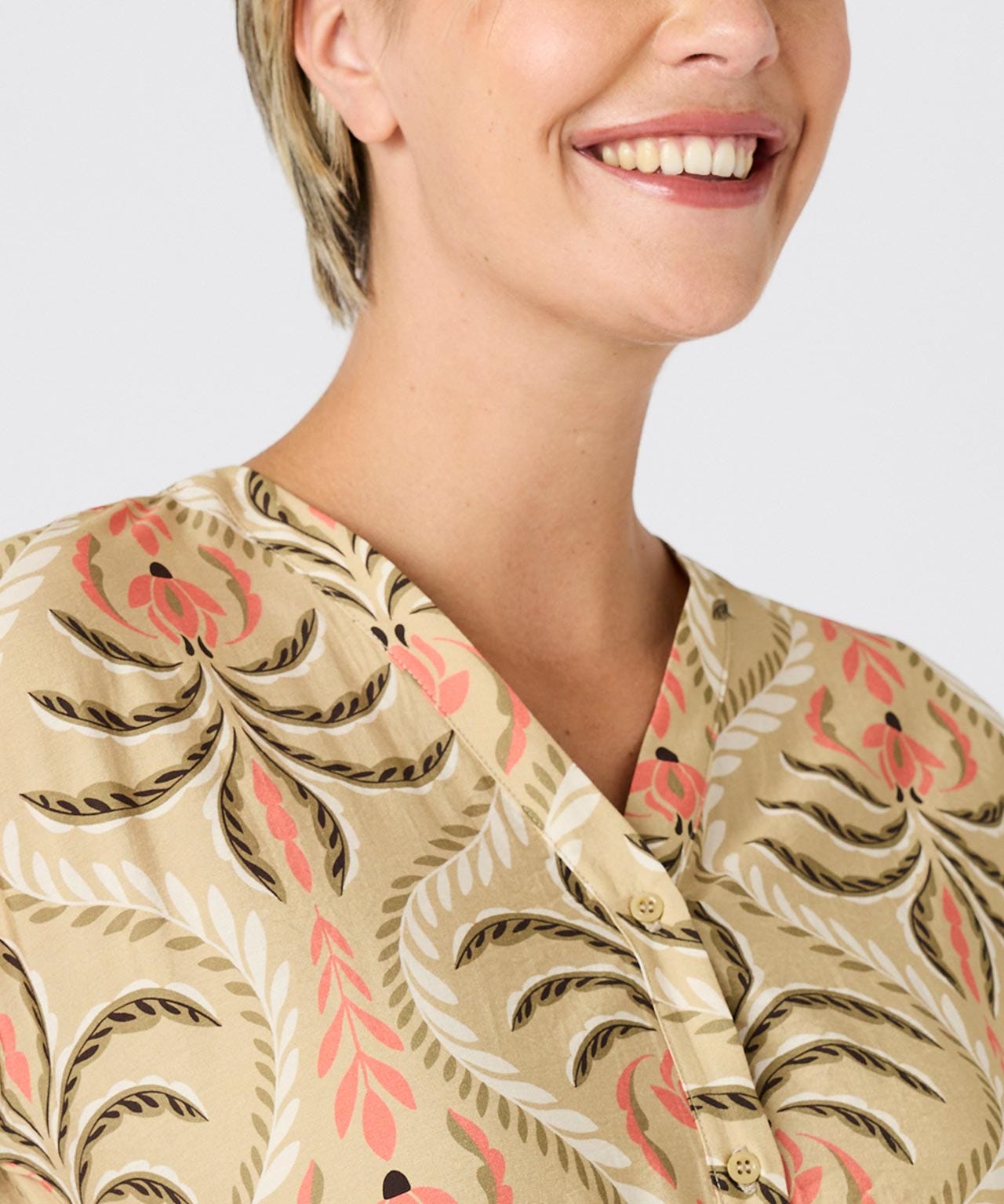 Printed Crinkle Dress with Raffia Belt 