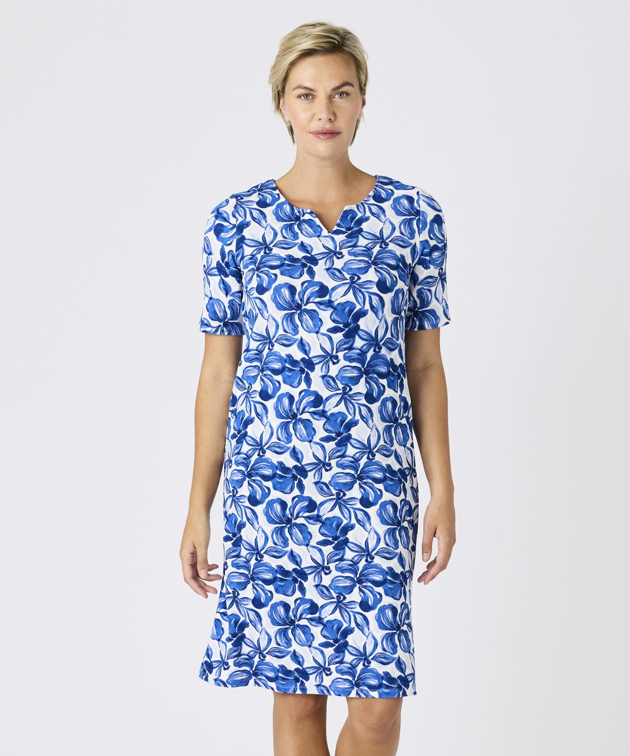 Printed Jersey Shift Dress 