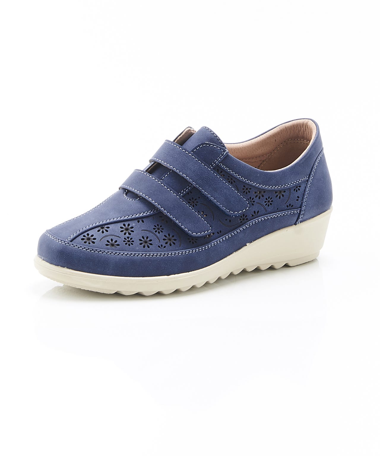 Cushion-walk Touch Fasten Wedge Shoe 